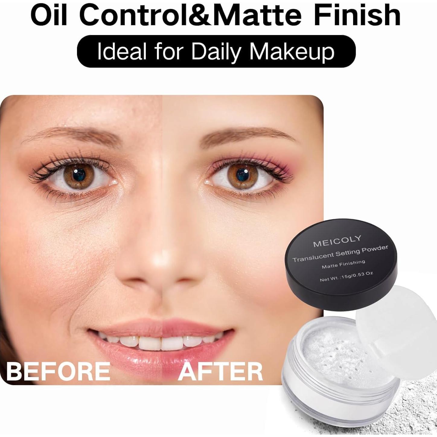 Polvo Fijador Sin Talco MEICOLY 49.6g Acabado Mate