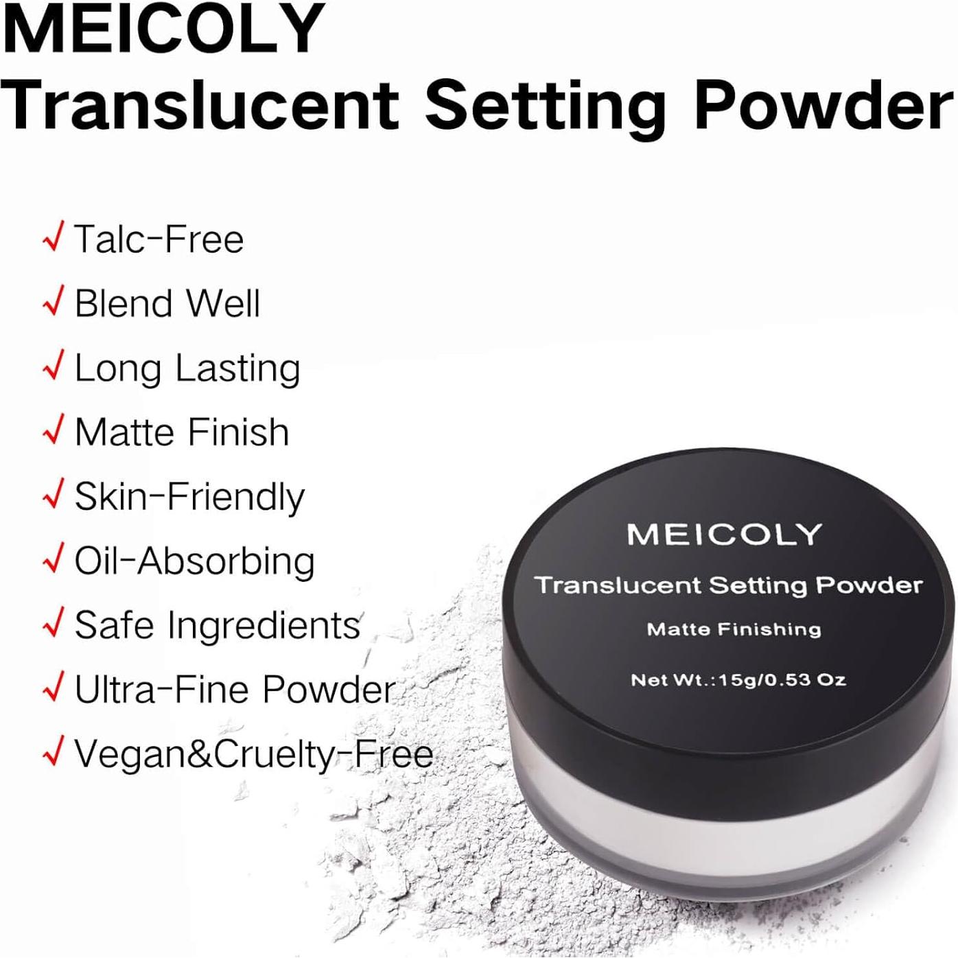 Polvo Fijador Sin Talco MEICOLY 49.6g Acabado Mate