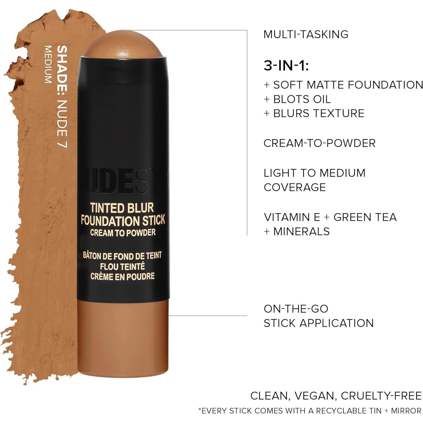 Nudestix Tinted Blur Foundation Stick - Maquillaje ligero 6.24g