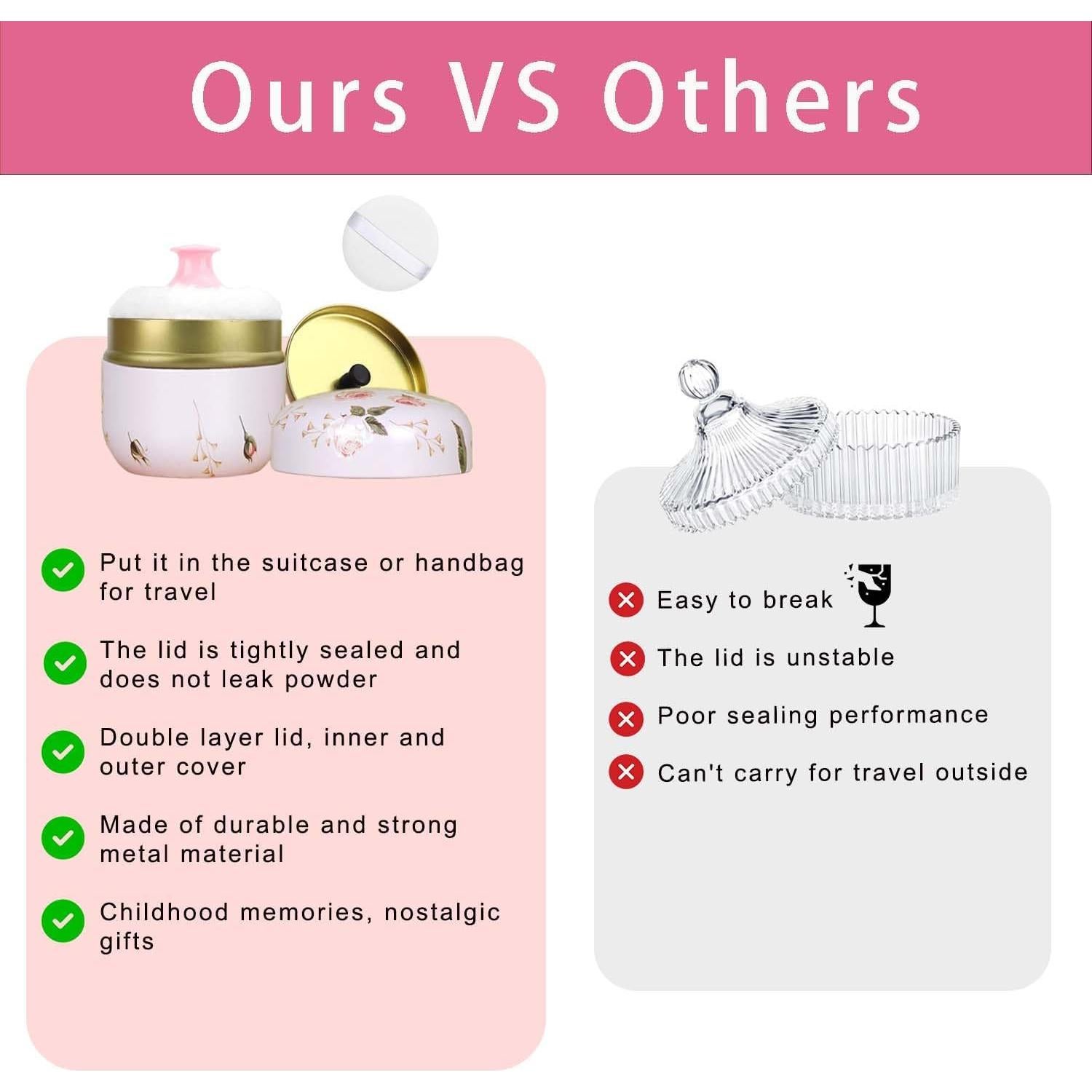 Contenedor de Polvo Corporal SHIMIDO 8.5 cm con Puff