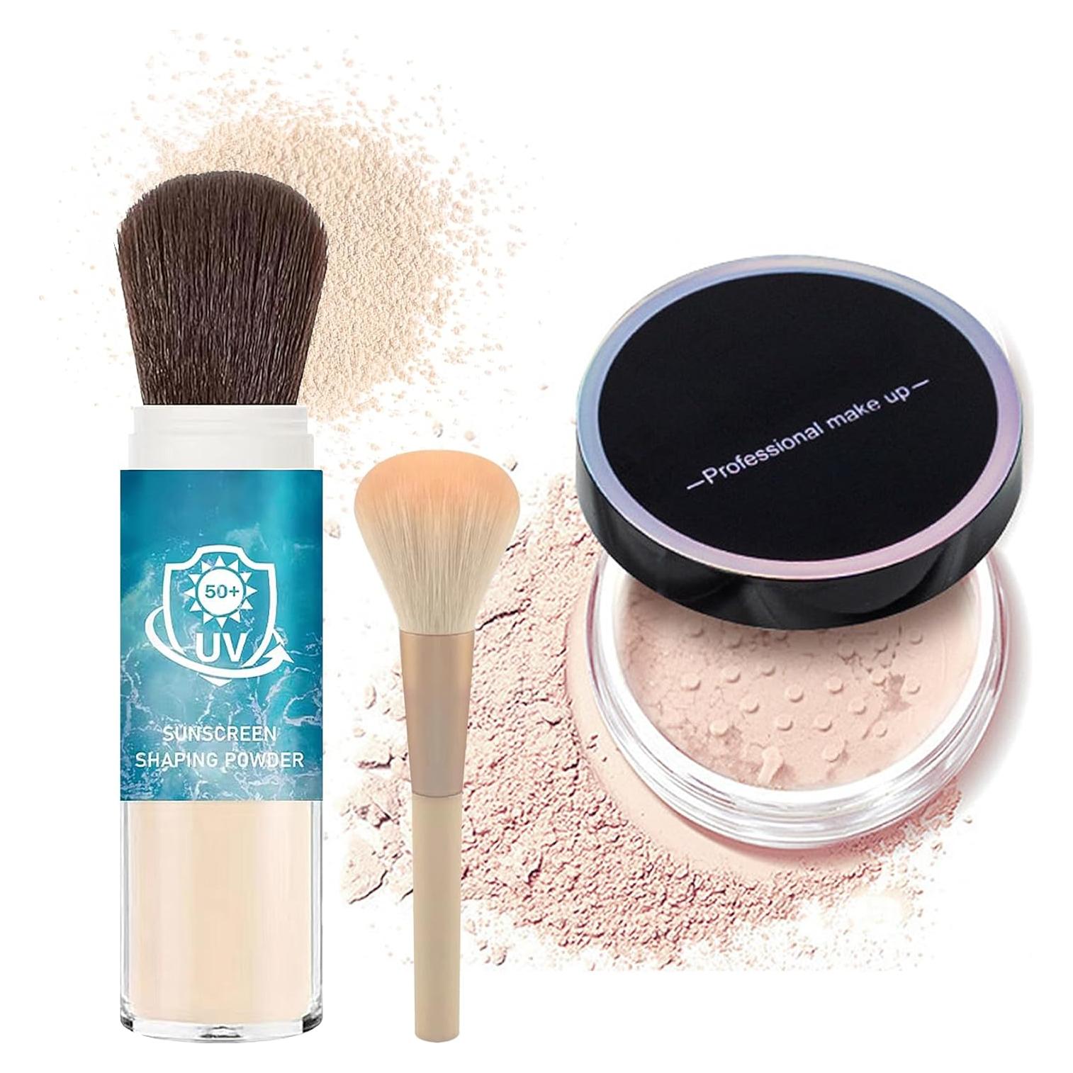 Polvo Suelto Fijador DWDiWen con Protector Solar 90g Rosa Claro