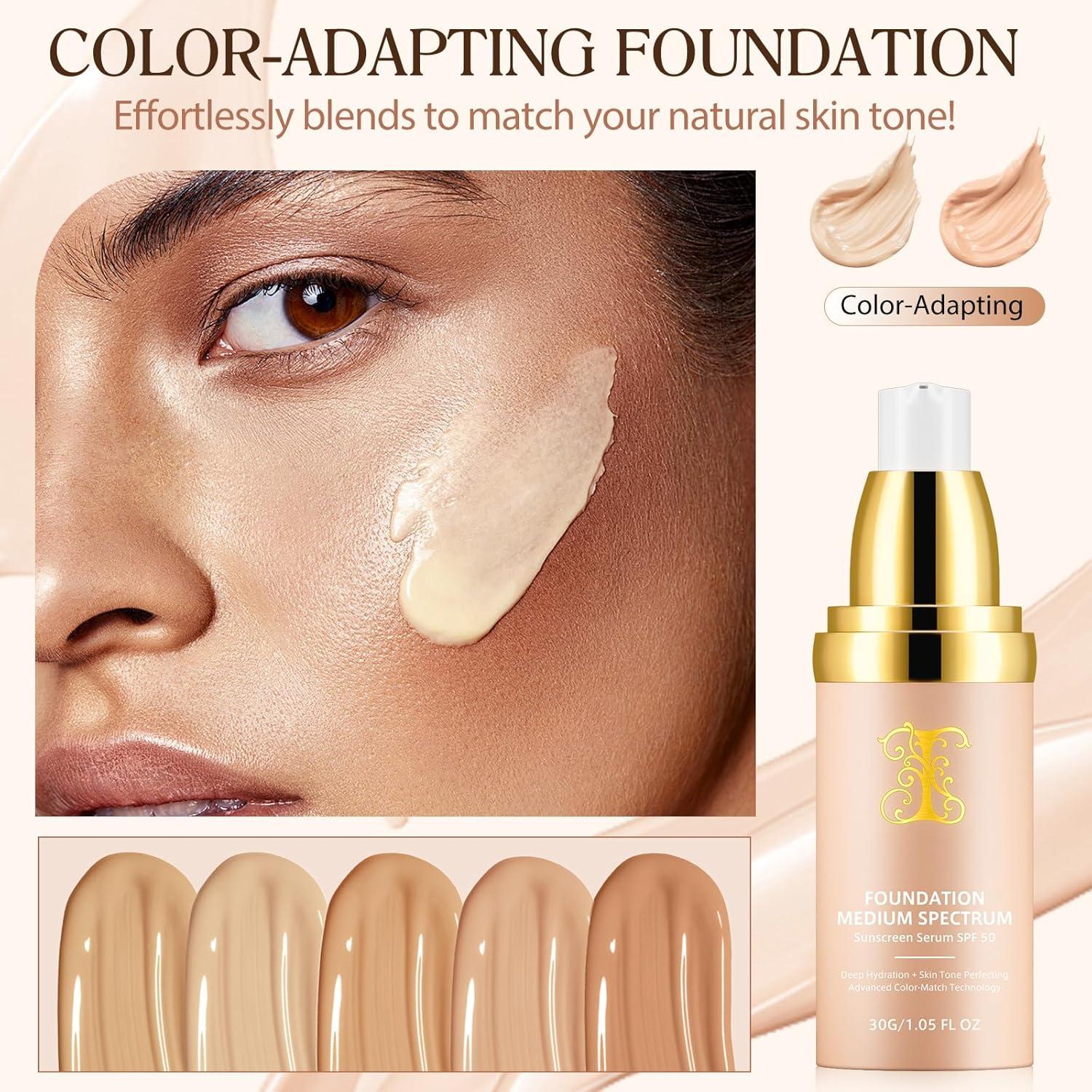 Base 4 en 1 WLCTJIAYOU SPF 50+ Hidratante y Color Adaptable 30g