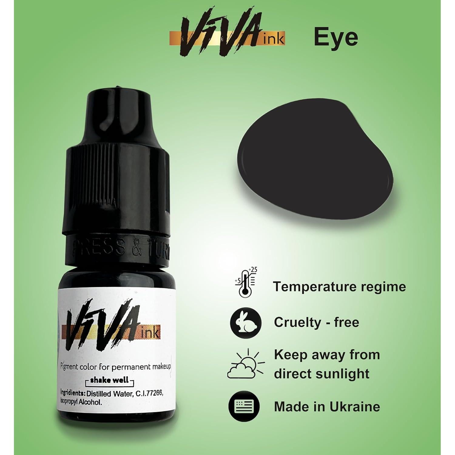Tinta de Maquillaje Permanente VIVAINK Negro 6 ml - Delineador de Ojos