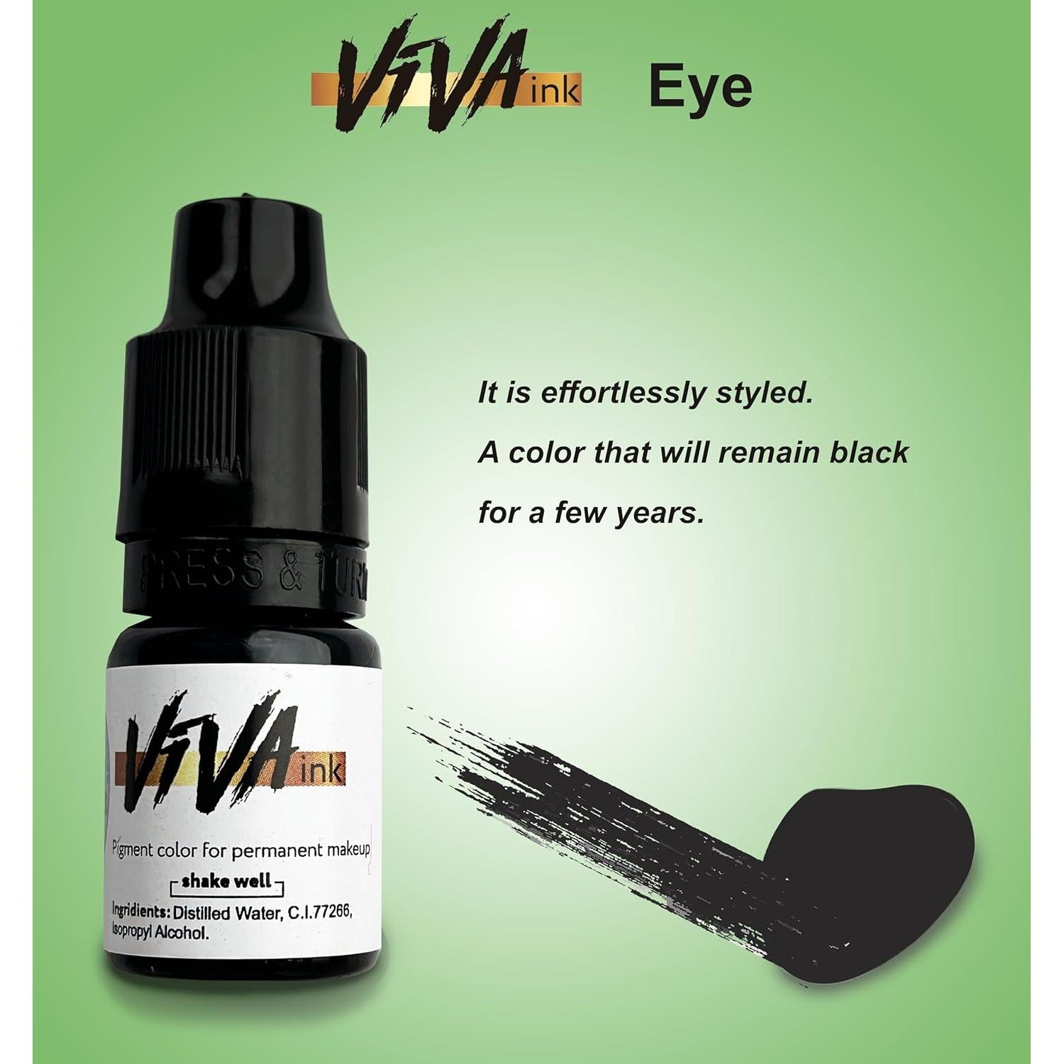 Tinta de Maquillaje Permanente VIVAINK Negro 6 ml - Delineador de Ojos