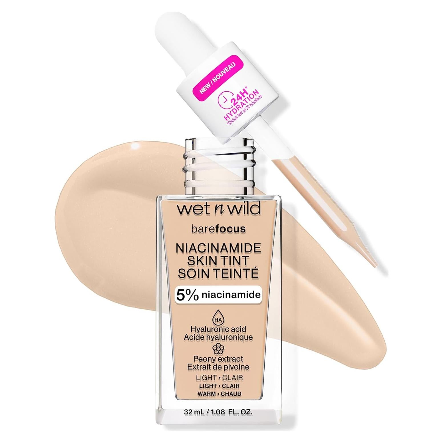 Base Tinte Piel Wet n Wild Bare Focus 5% Niacinamida Claro