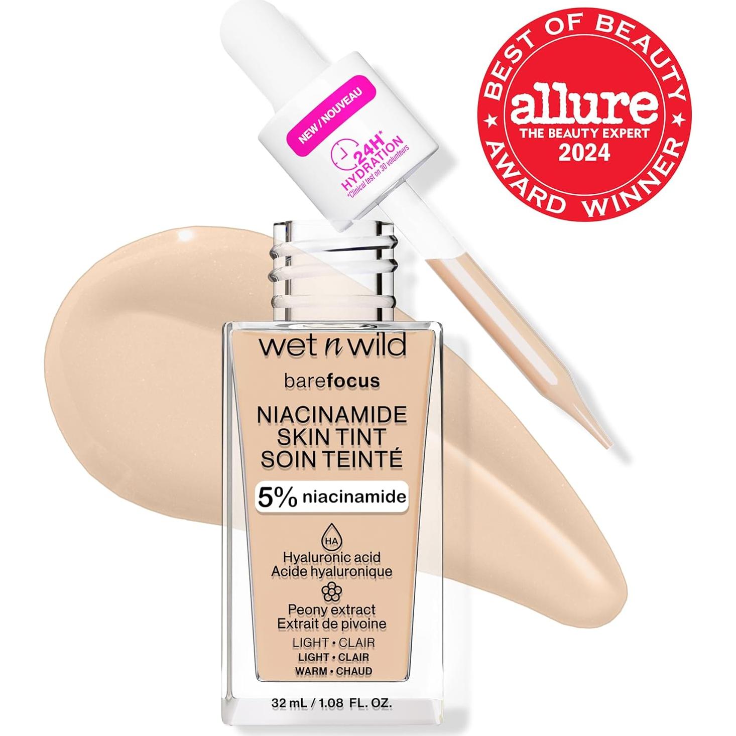 Base Tinte Piel Wet n Wild Bare Focus 5% Niacinamida Claro