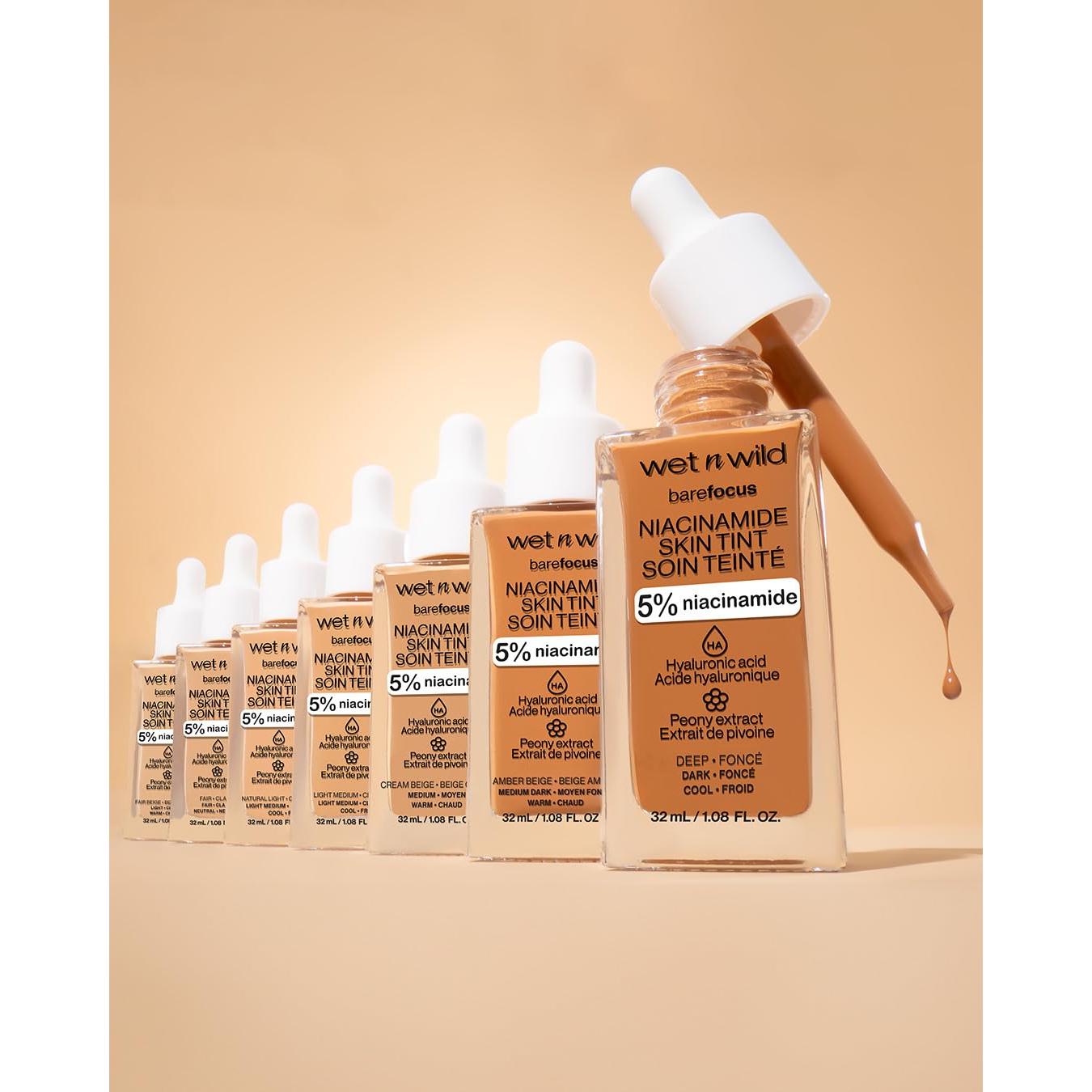 Base Tinte Piel Wet n Wild Bare Focus 5% Niacinamida Claro