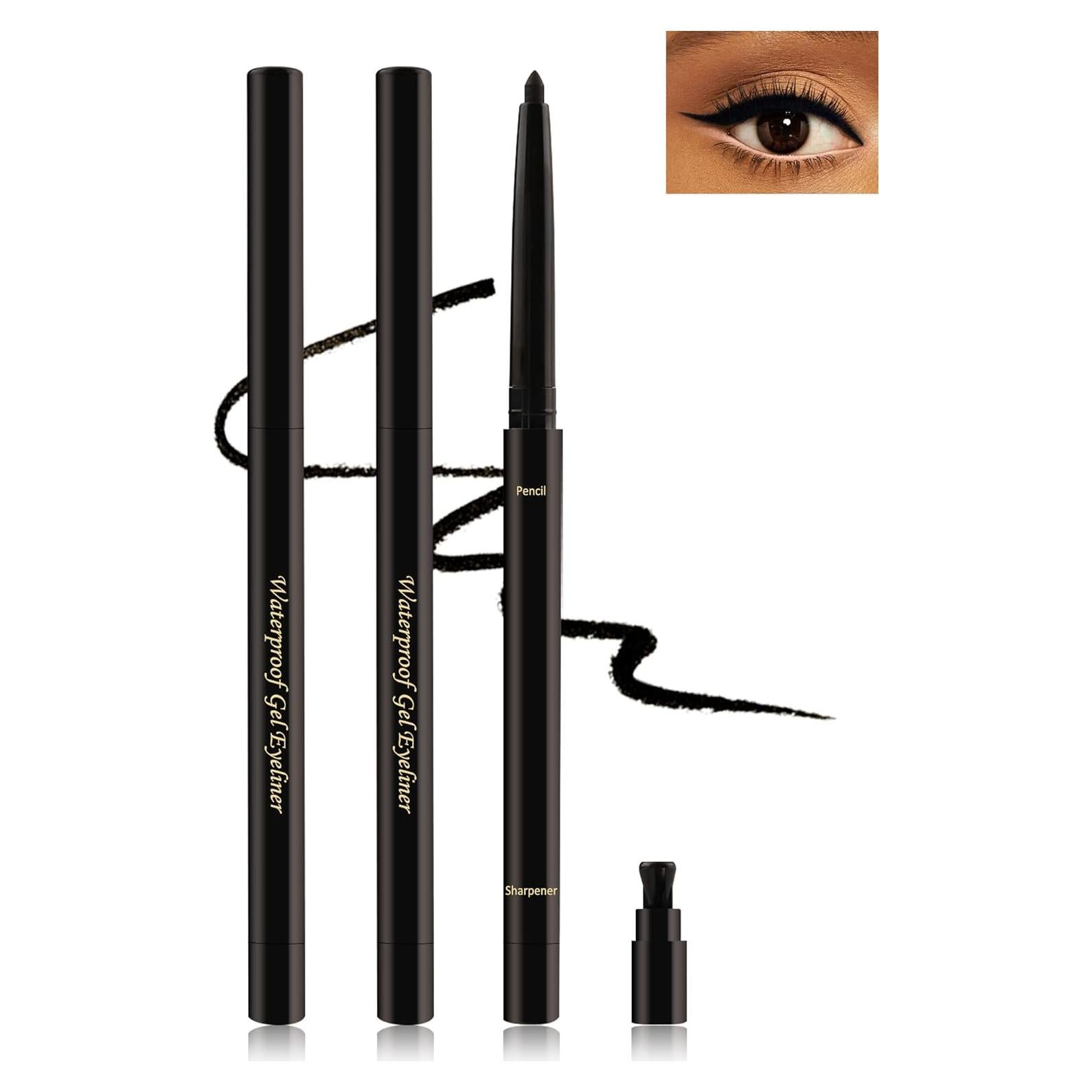 Delineador de Gel Negro Lestpola 2Pcs a Prueba de Agua 24H