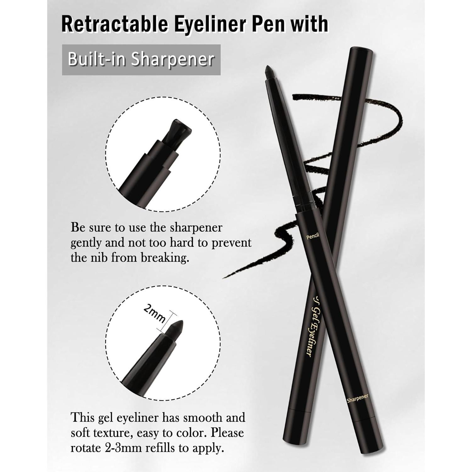 Delineador de Gel Negro Lestpola 2Pcs a Prueba de Agua 24H