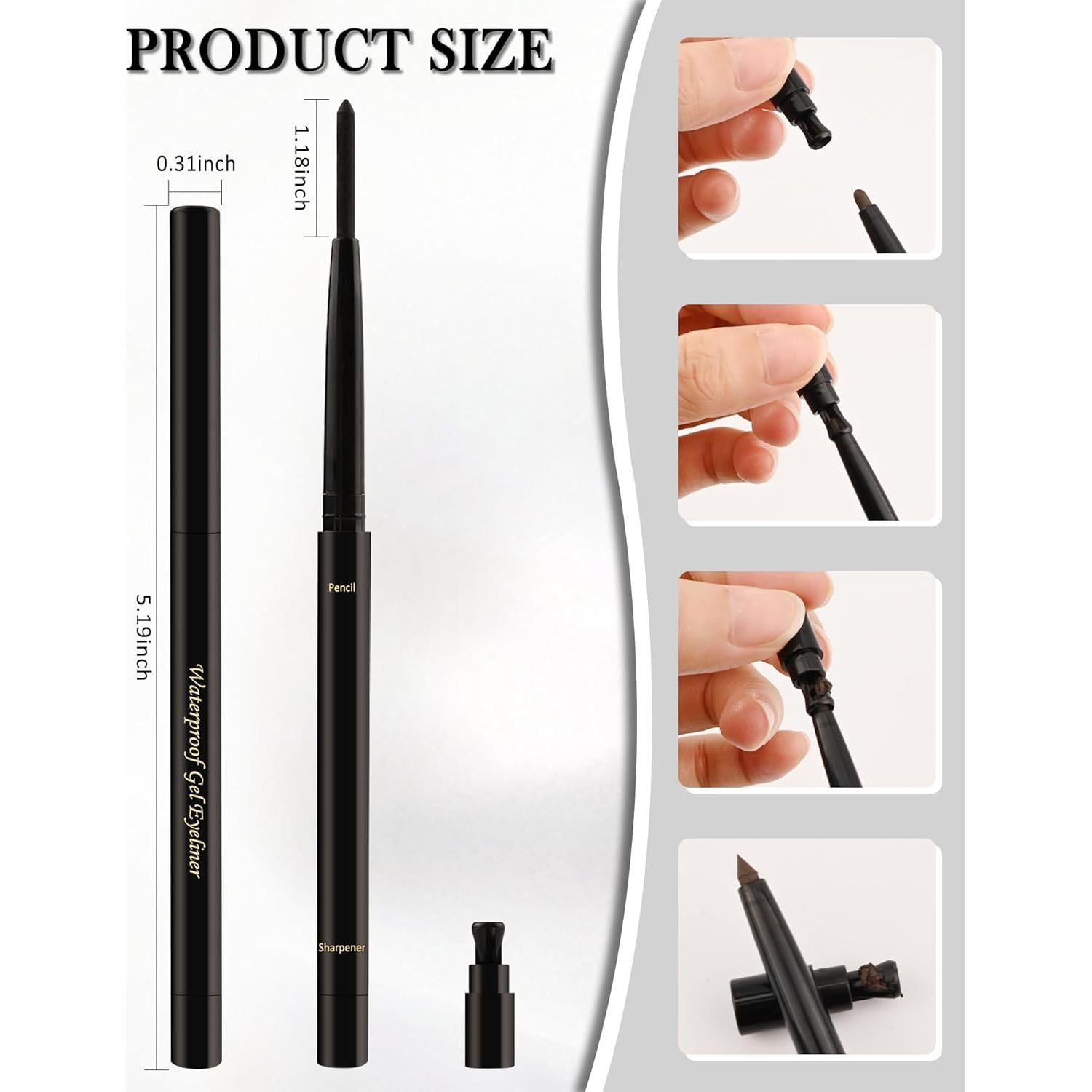 Delineador de Gel Negro Lestpola 2Pcs a Prueba de Agua 24H