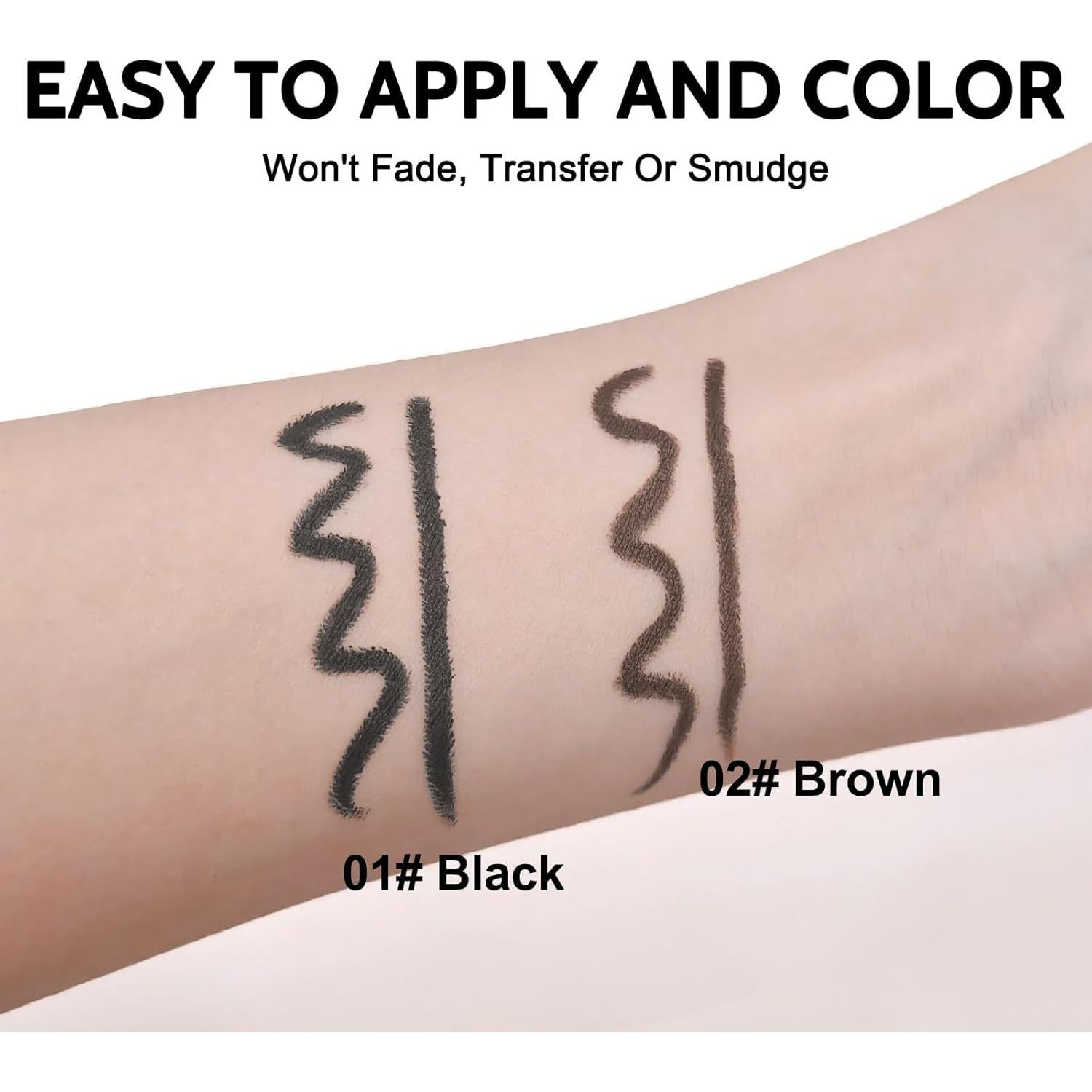 Delineador de Gel Negro Erinde 2PCS Impermeable con Sacapuntas