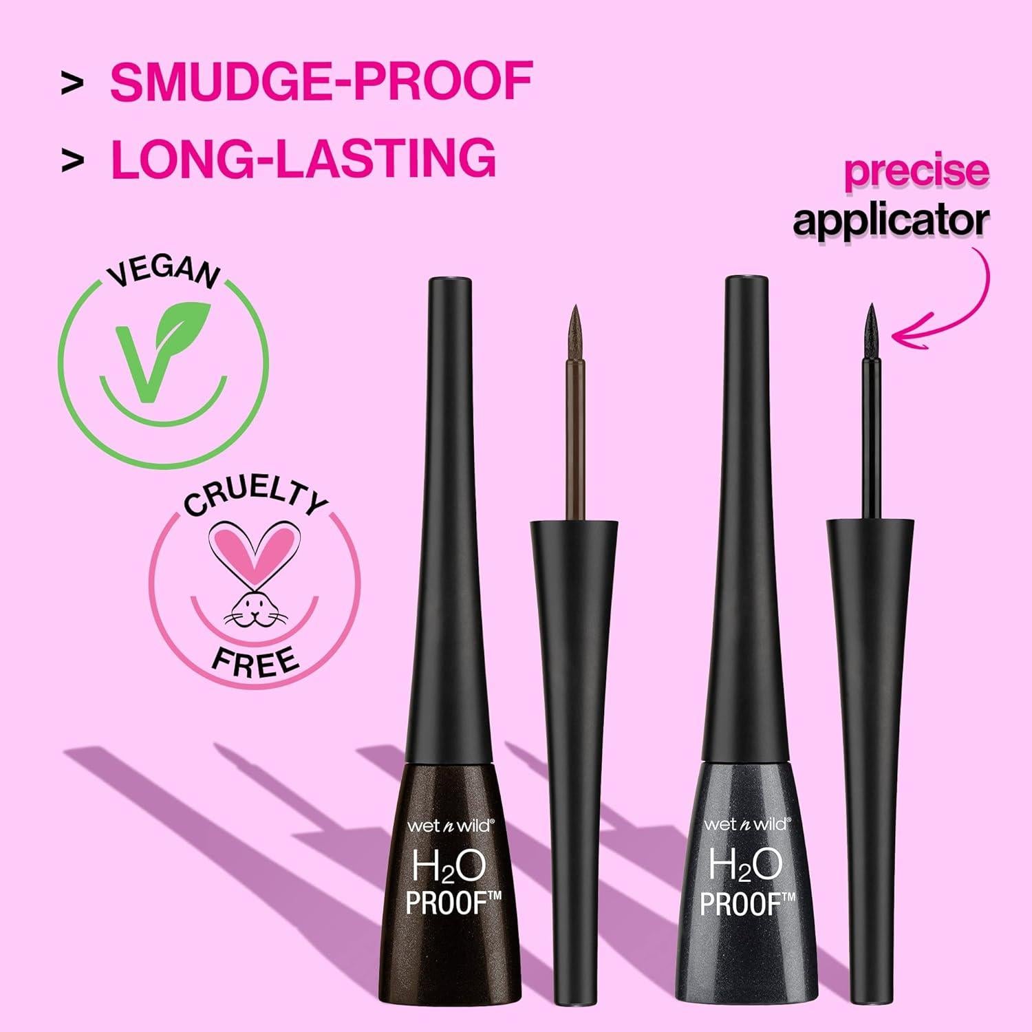 Delineador Líquido a Prueba de Agua Wet n Wild Marrón Oscuro - 2 Paquetes de 4.8g