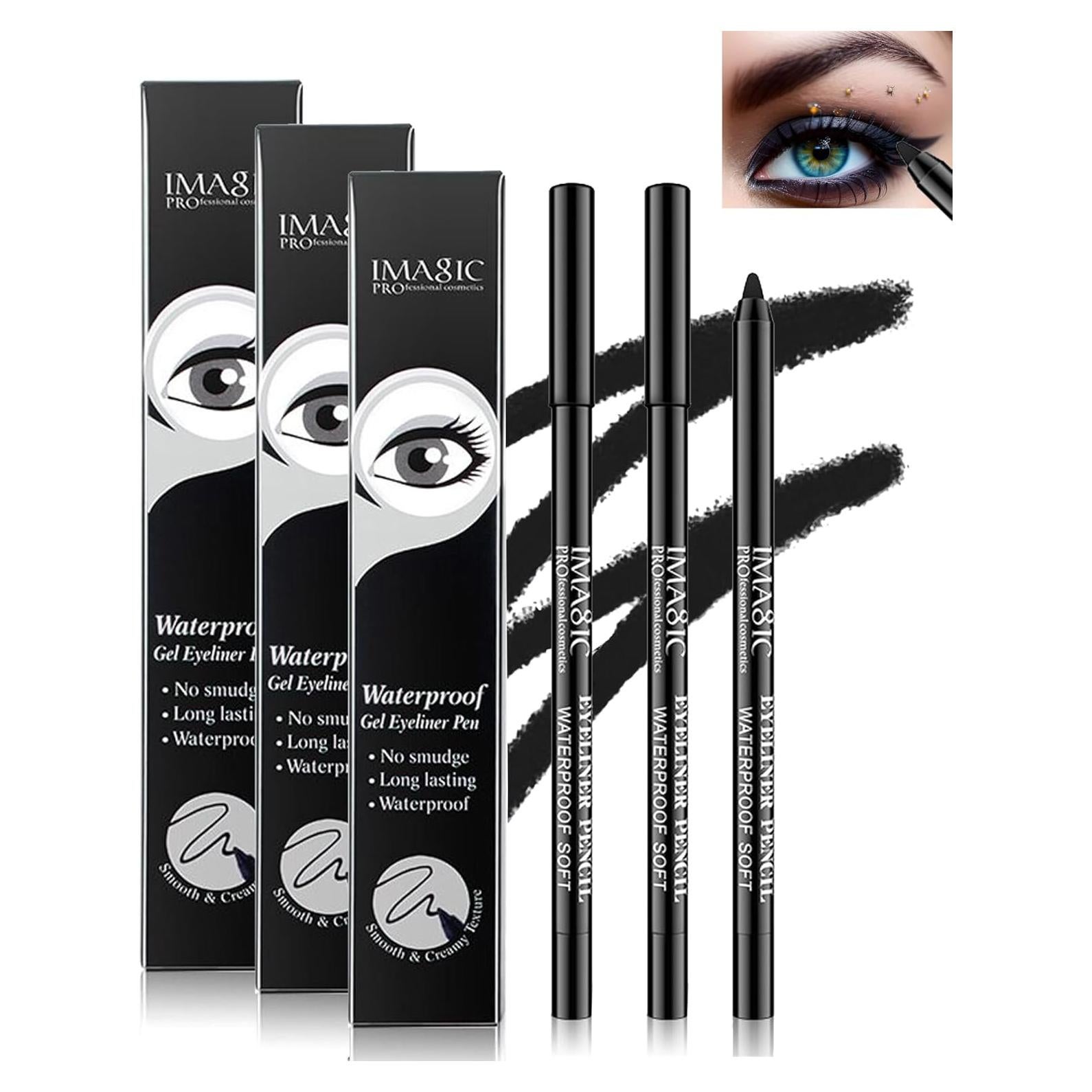 Set de 3 Lápices Delineador de Ojos Gel Negro Mate LYSdefeu