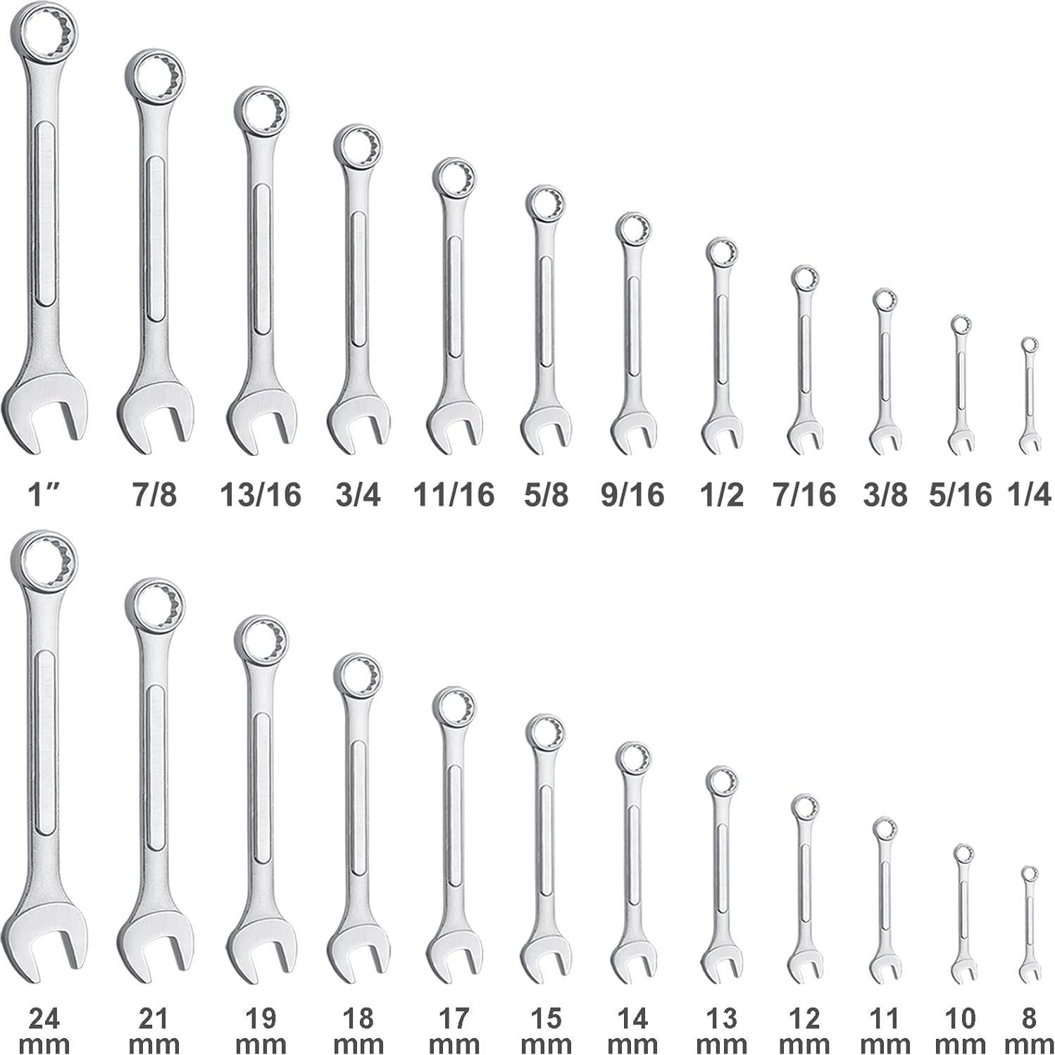 Juego de Llaves Combinadas EFFICERE 24 Piezas Métricas y SAE