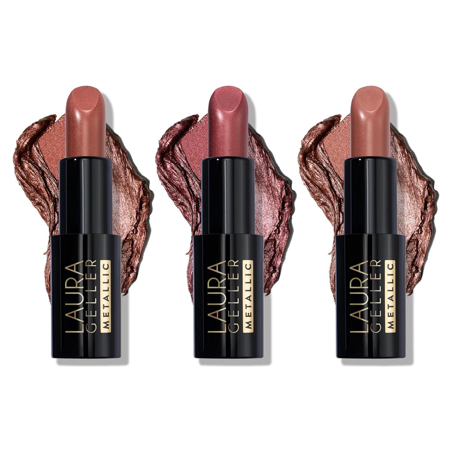 Trío de Labiales Metálicos Laura Geller - Safari Blaze, Wine, Neutral