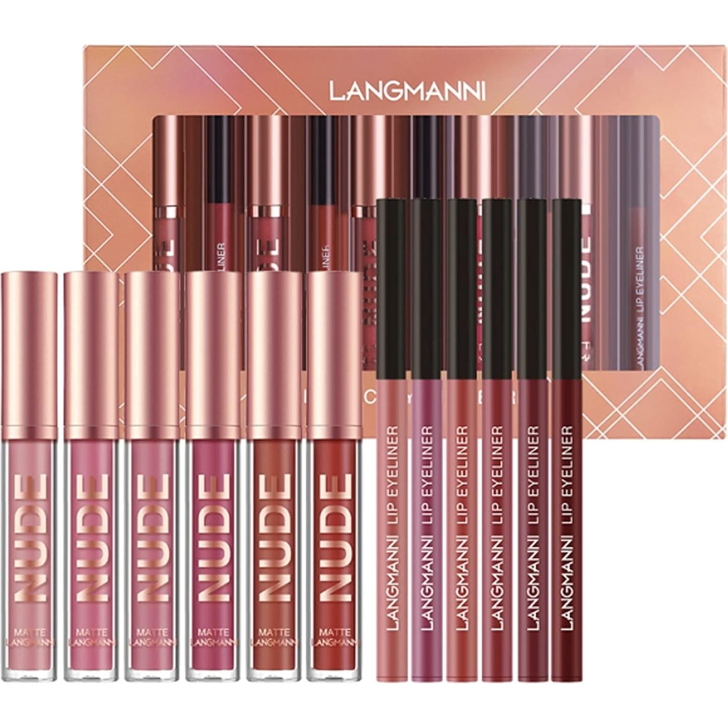 Conjunto de Lápiz Labial y Pintalabios Petansy 12 Piezas