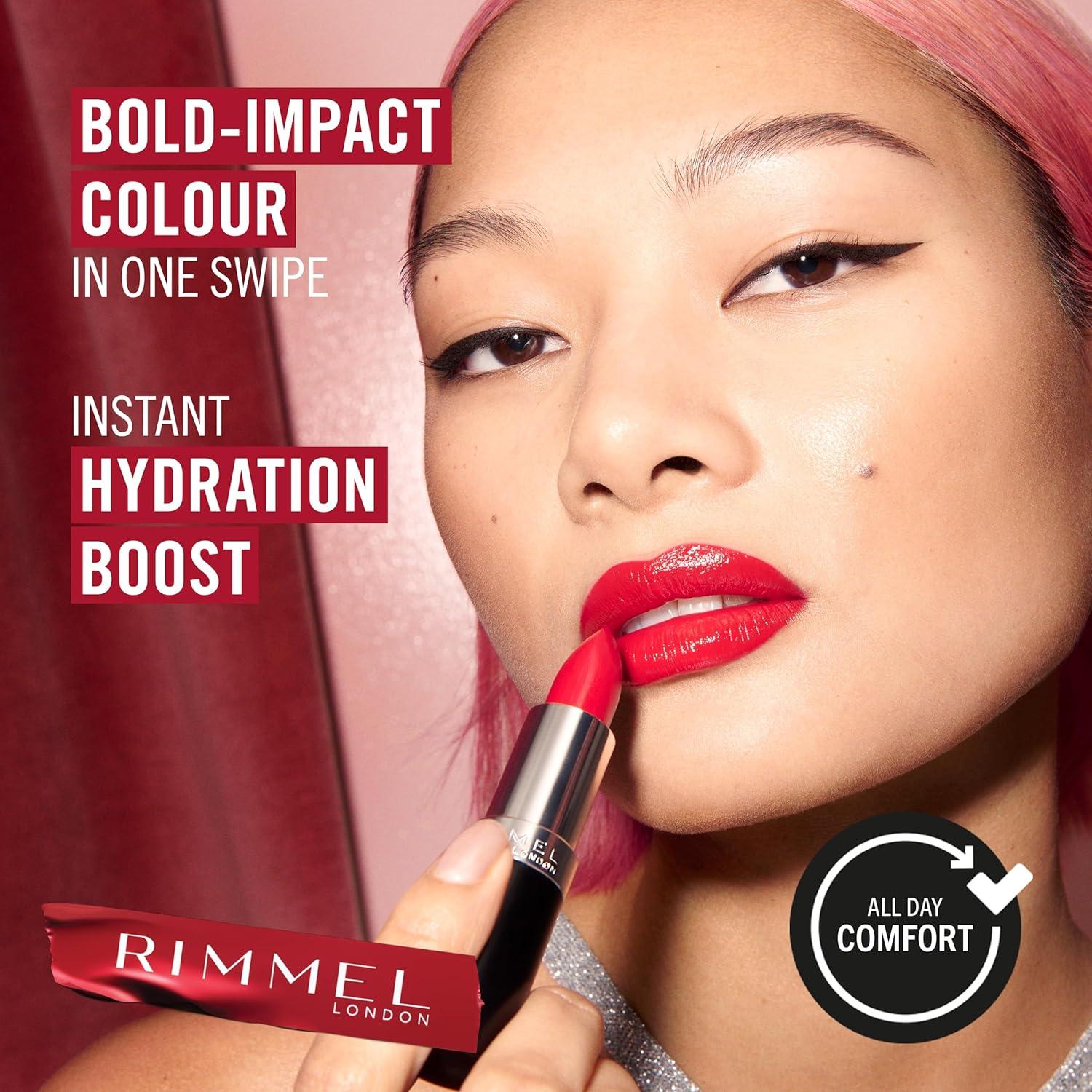 Labial Larga Duración Rimmel London Burdeos Escarchado 3.98g
