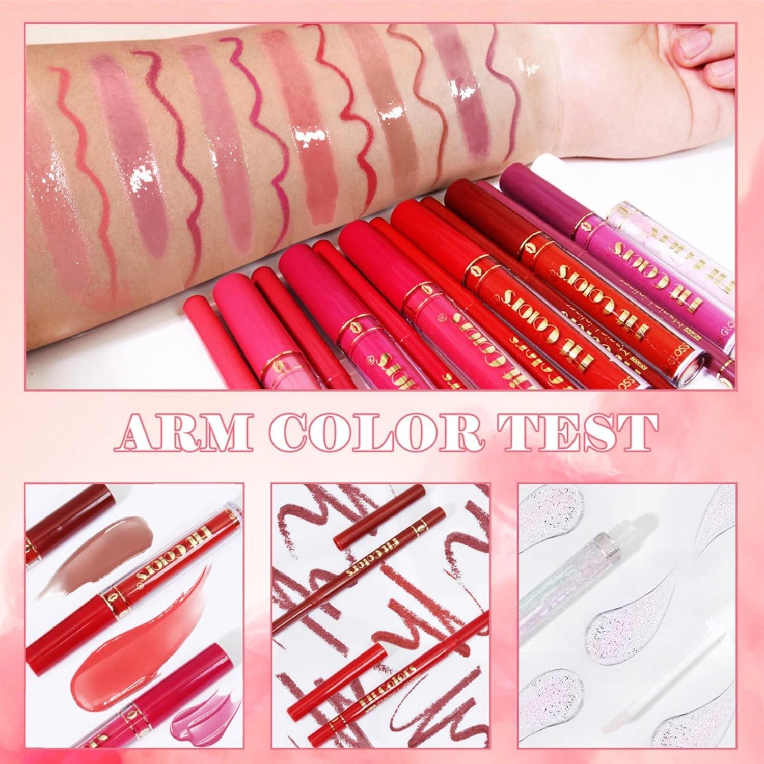 Juego de 13 Piezas de Lápiz y Brillo Labial MooGlamor