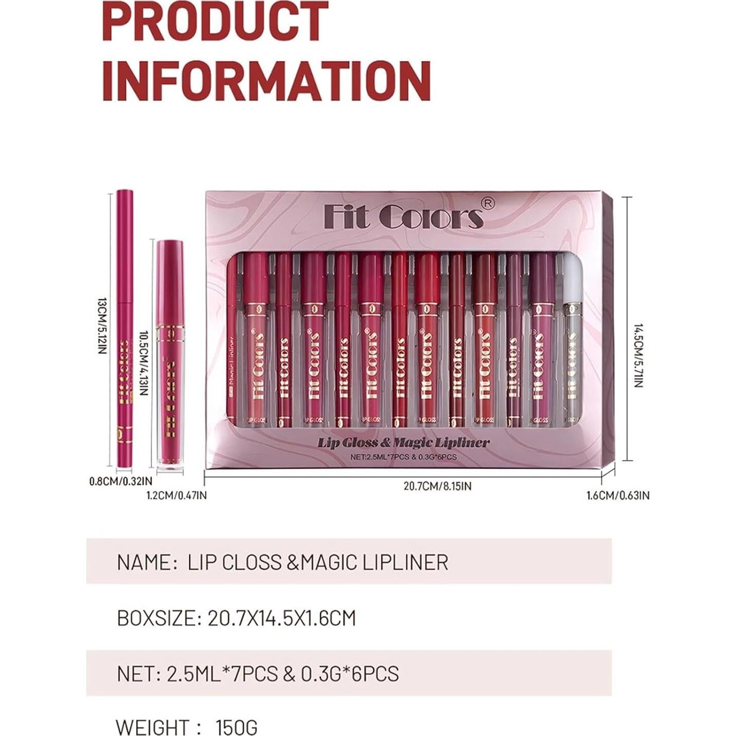 Juego de 13 Piezas de Lápiz y Brillo Labial MooGlamor