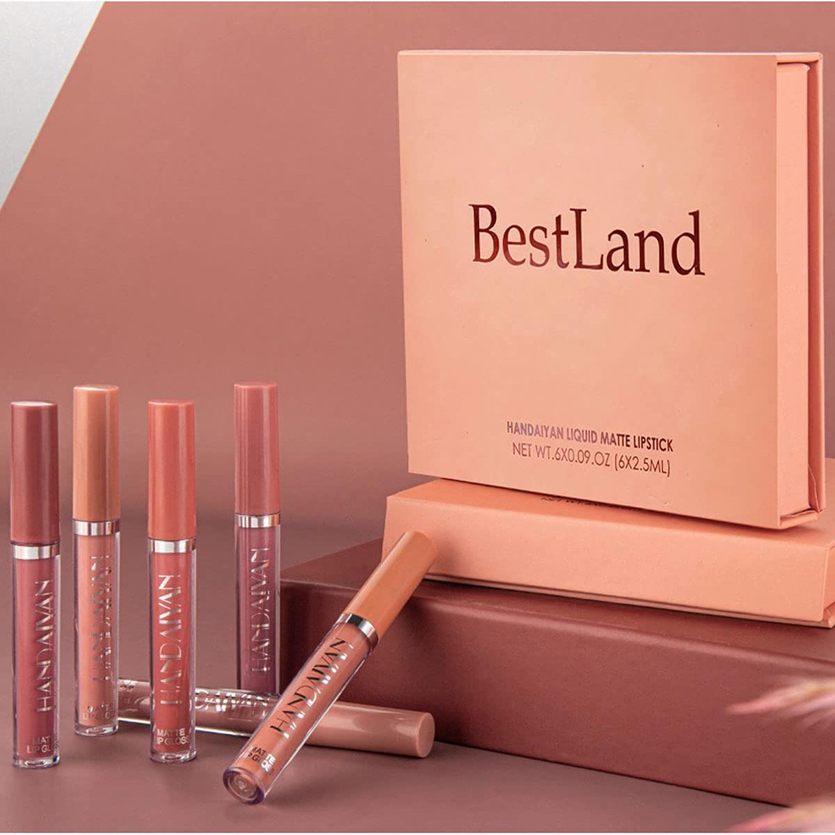 Juego de 6 Pintalabios Líquido Mate BestLand - Larga Duración