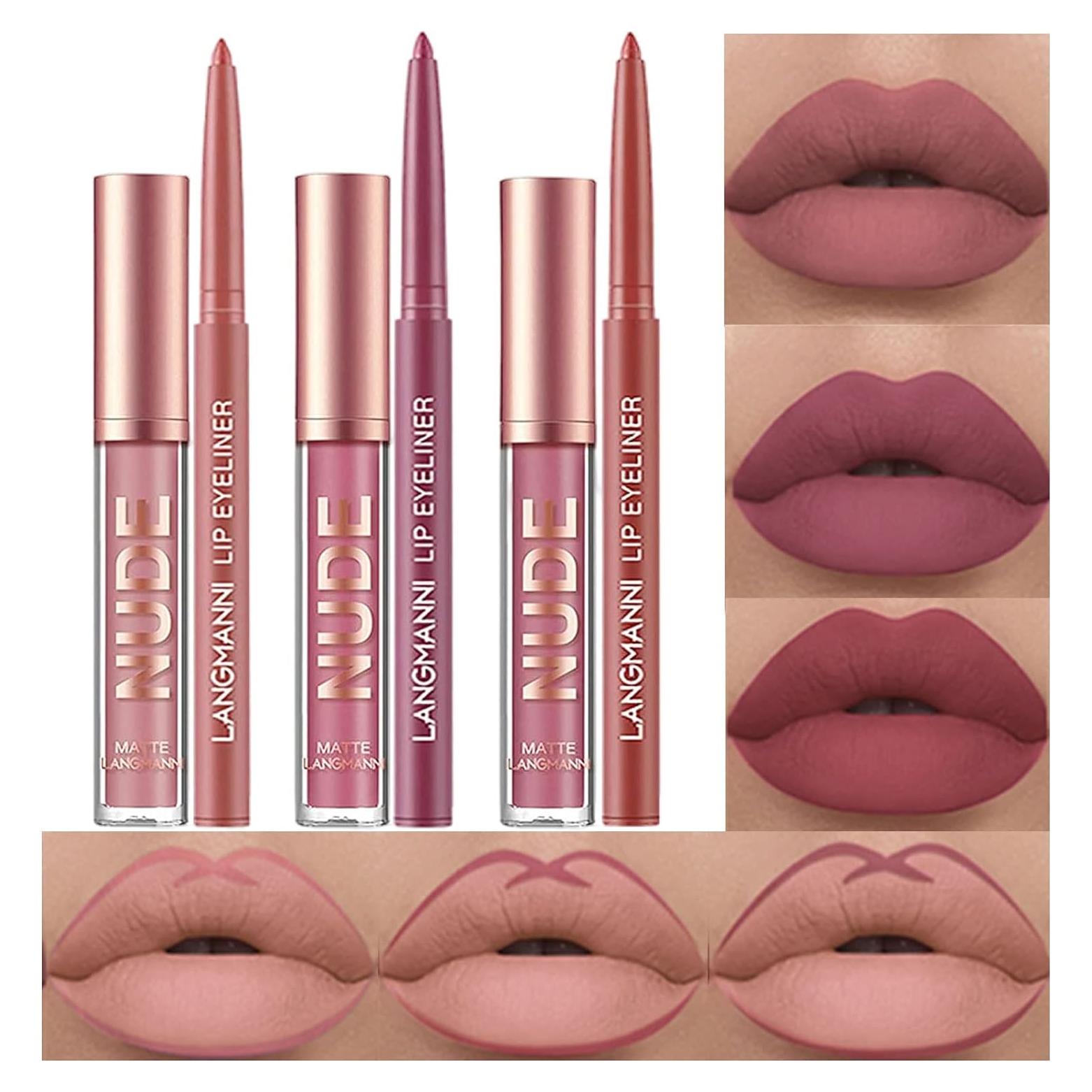 Set de 6 Labiales Líquidos Mate y Lápiz Labial BestLand