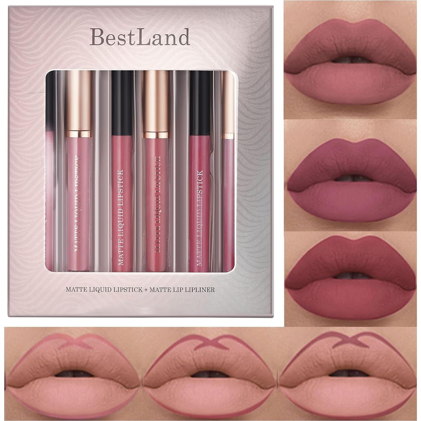 Set de 6 Labiales Líquidos Mate y Lápiz Labial BestLand