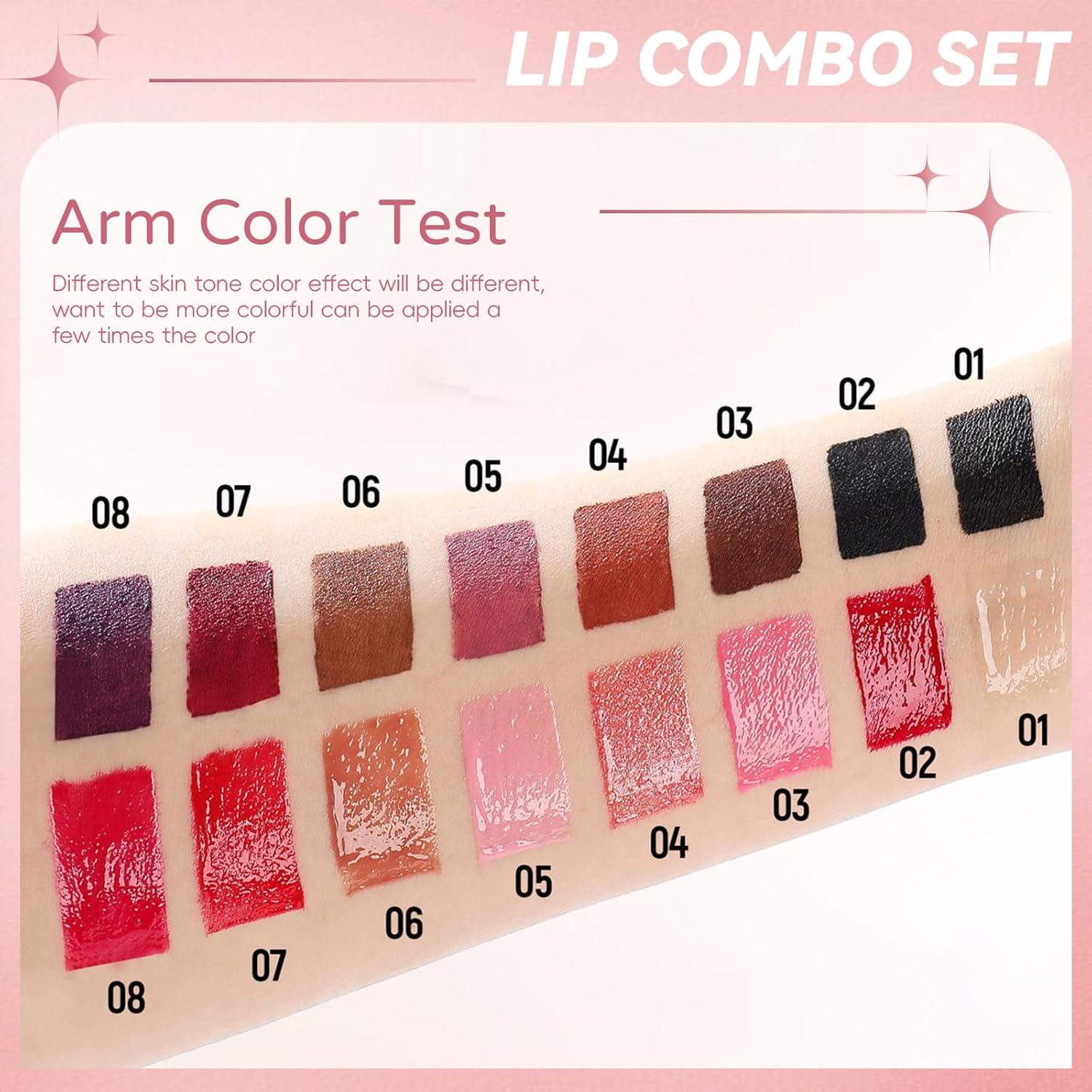 Kit de Labios - Lápiz Labial y Brillo Doble Efecto Espejo