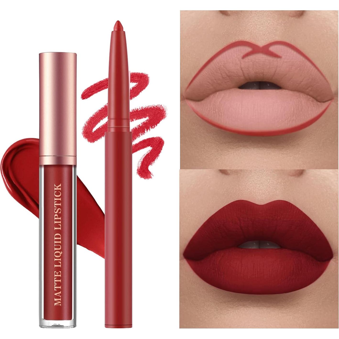 Juego de Maquillaje URQT 6 Piezas Labiales Mate y Lápices