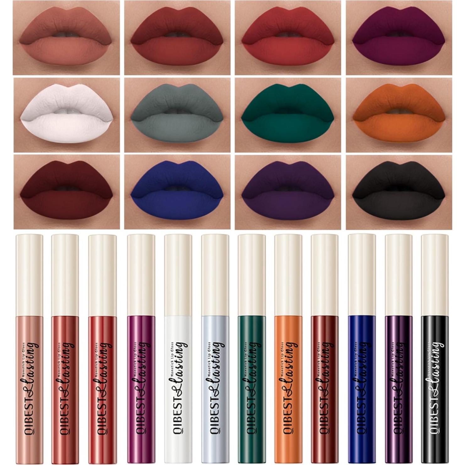 Juego de 12 Lápices Labiales Líquidos Mate Melemando - Colores Naturales