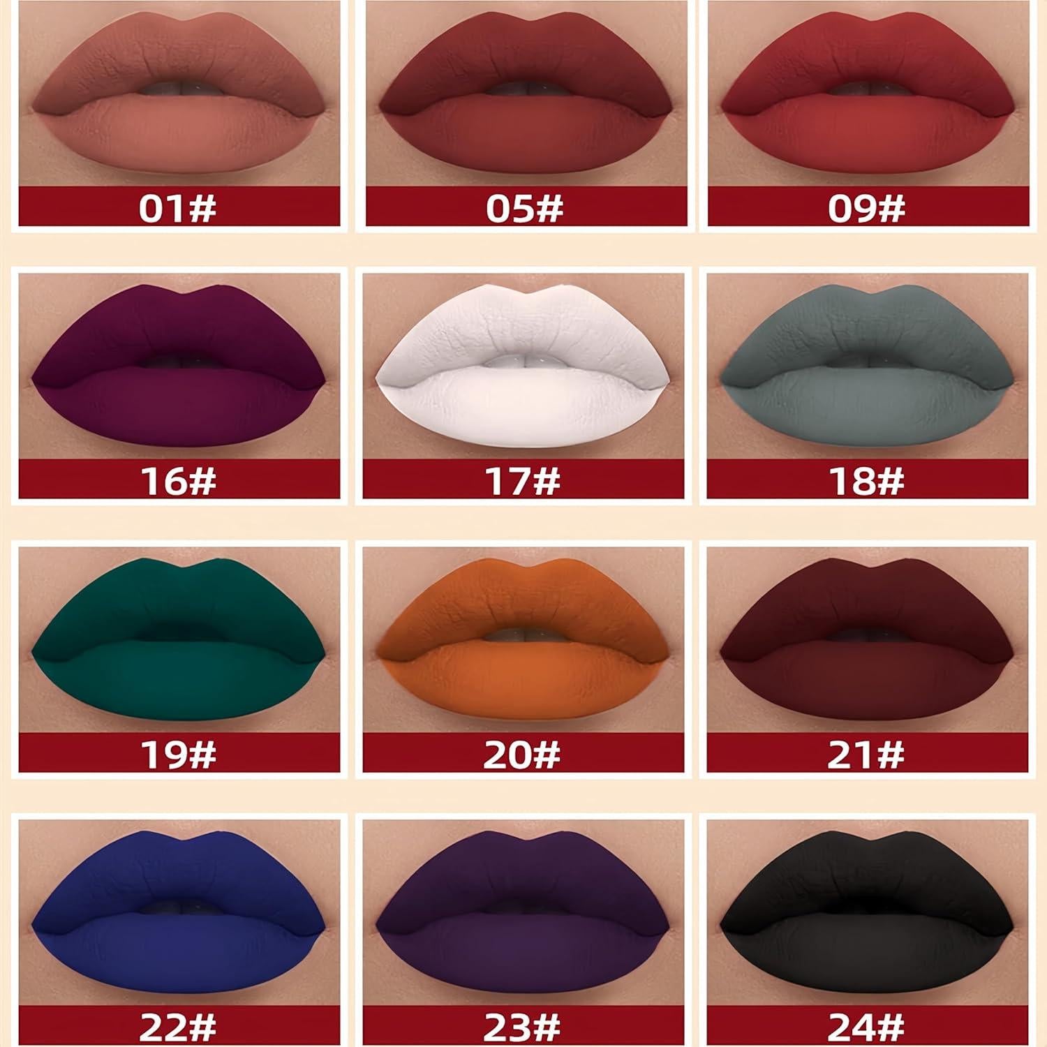 Juego de 12 Lápices Labiales Líquidos Mate Melemando - Colores Naturales