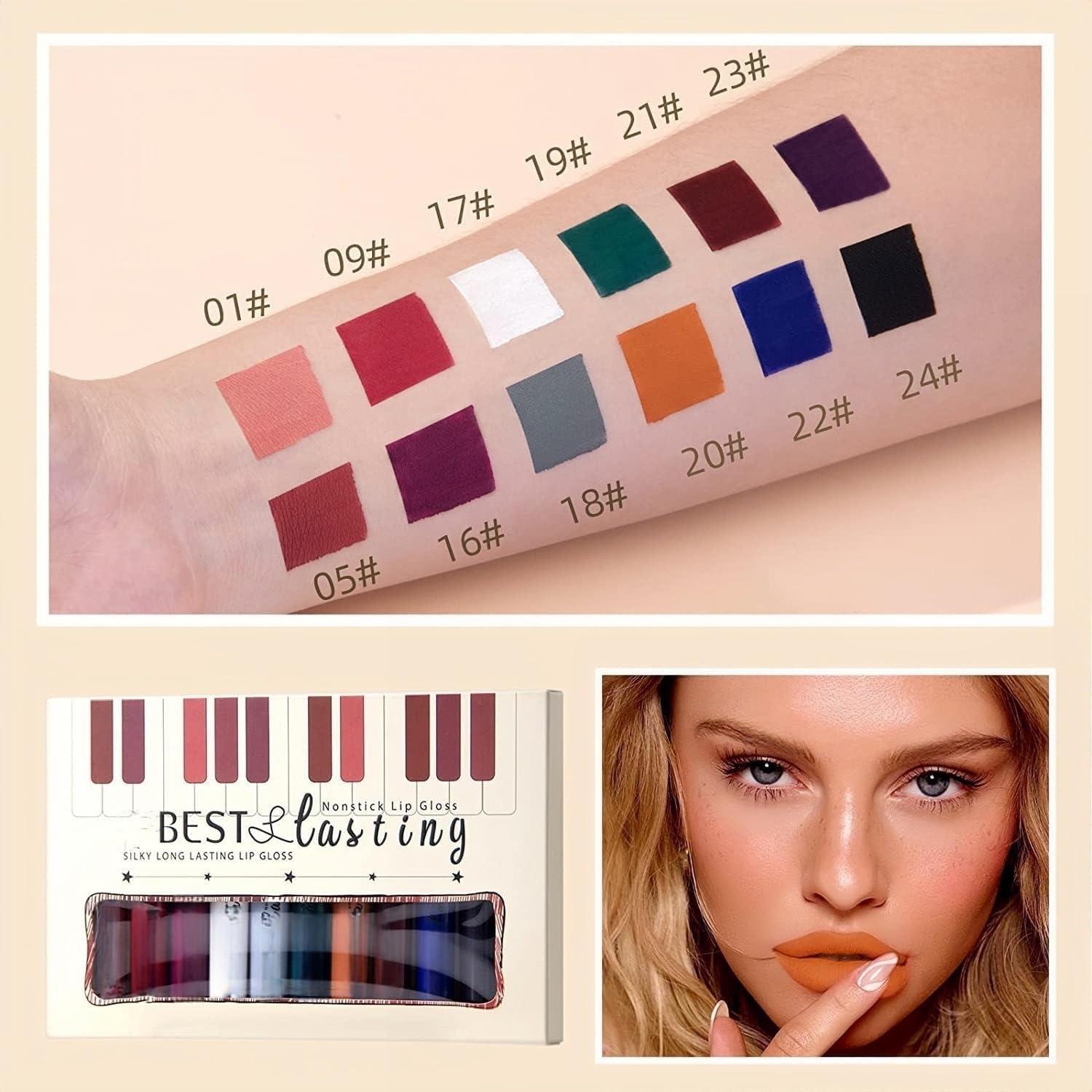 Juego de 12 Lápices Labiales Líquidos Mate Melemando - Colores Naturales