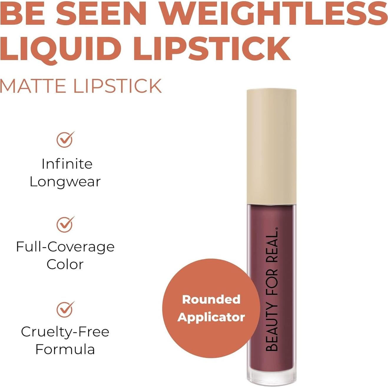 Pintalabios Líquido Mate Be Seen Beauty For Real - Rosa Castaño