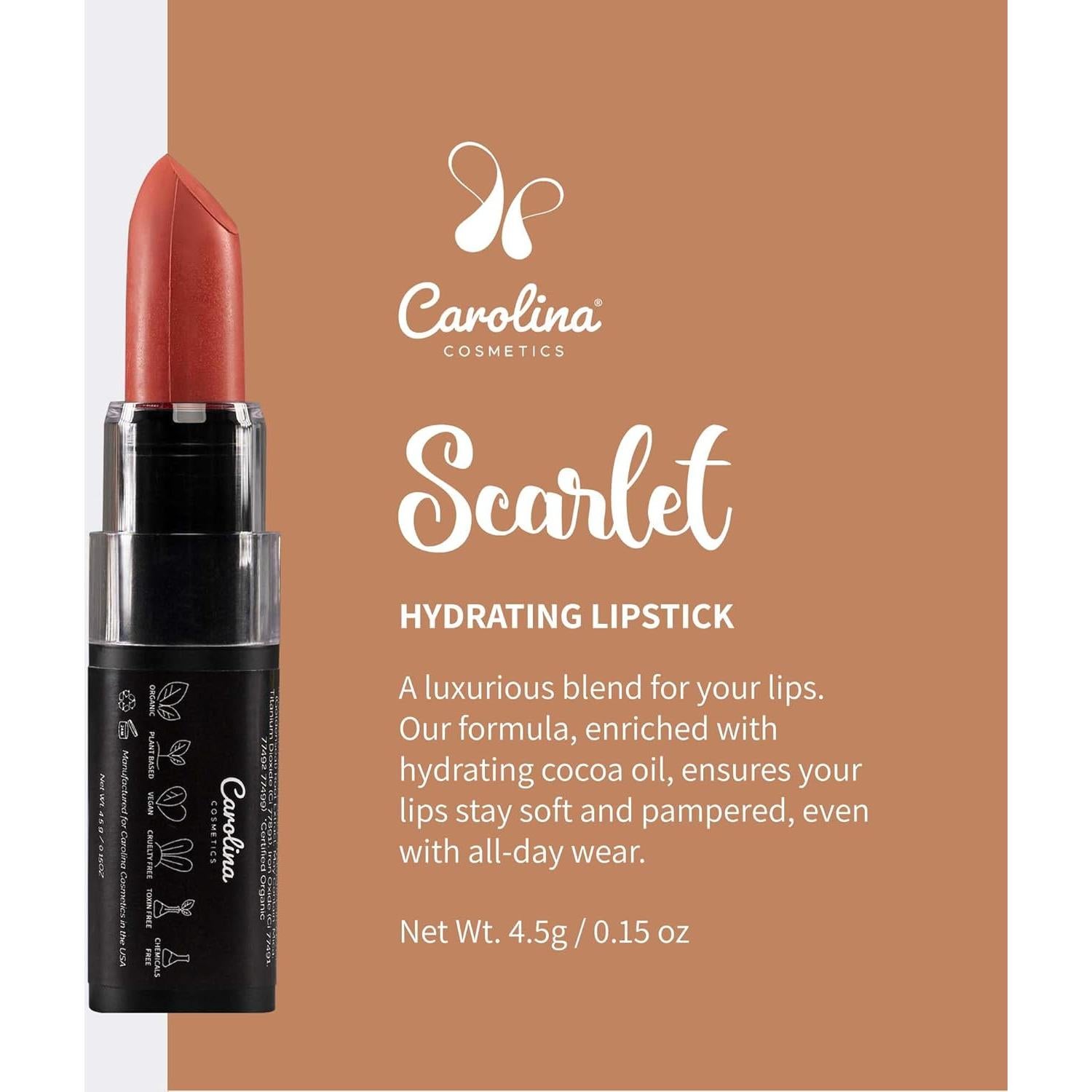 Batom Hidratante Escarlata Carolina Cosmetics 4.25g Vegano