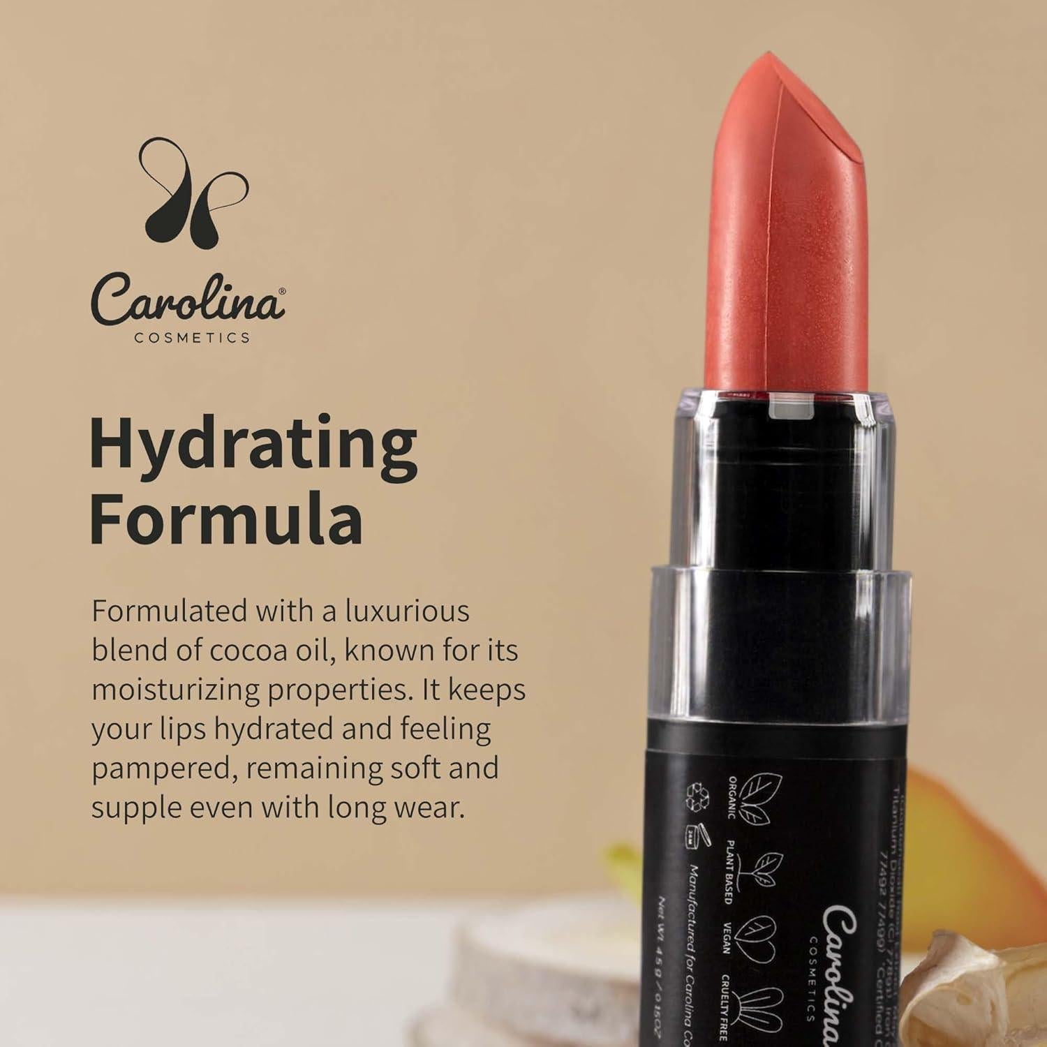 Batom Hidratante Escarlata Carolina Cosmetics 4.25g Vegano