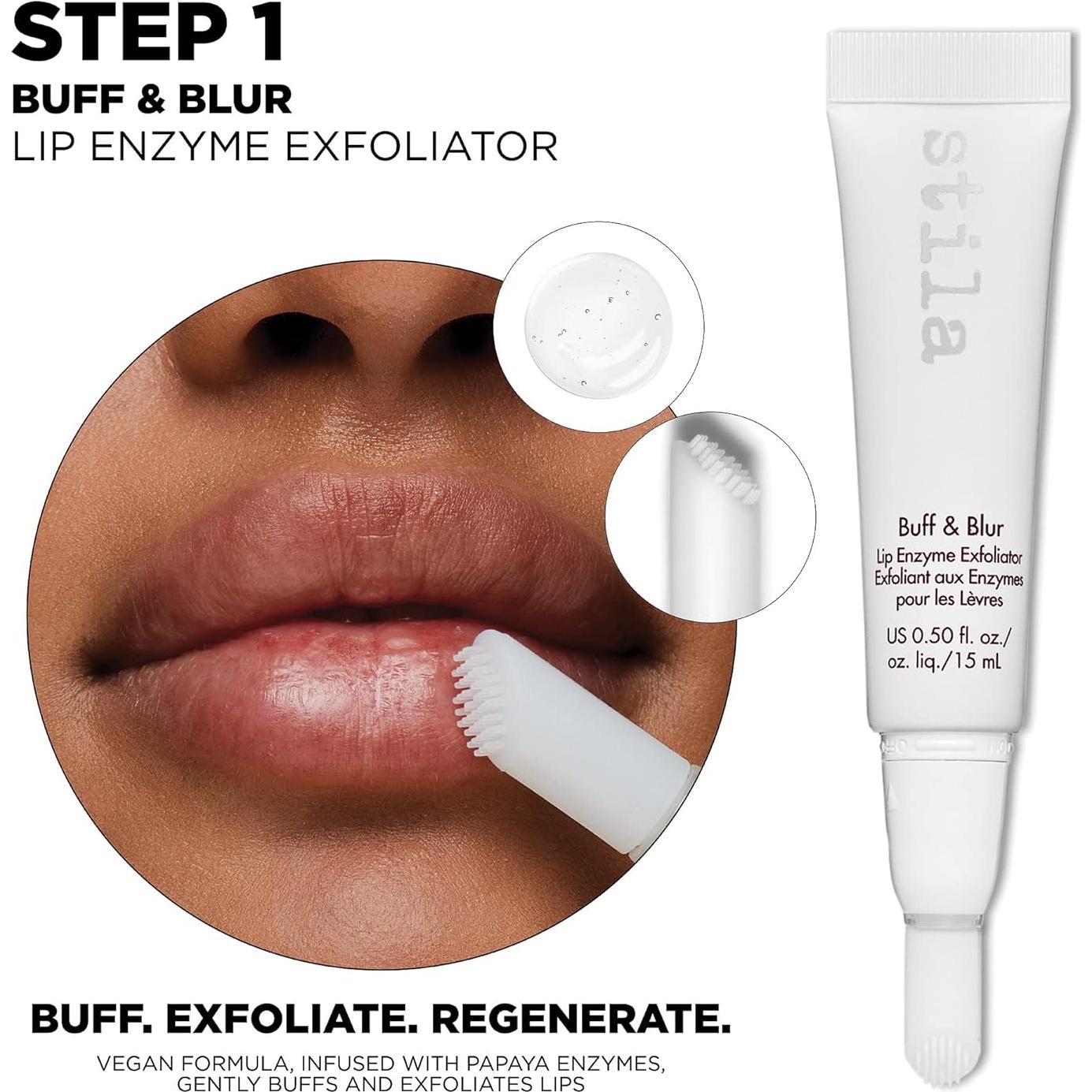 Kit de Cuidado de Labios Stila - Exfoliante, Suero y Glaseado