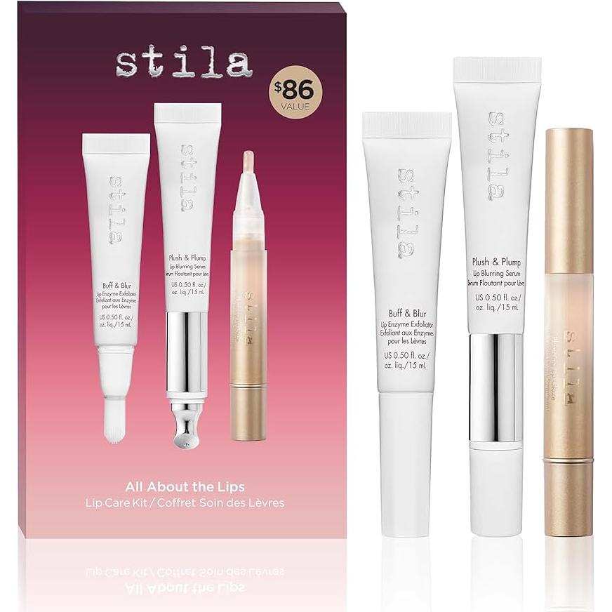 Kit de Cuidado de Labios Stila - Exfoliante, Suero y Glaseado