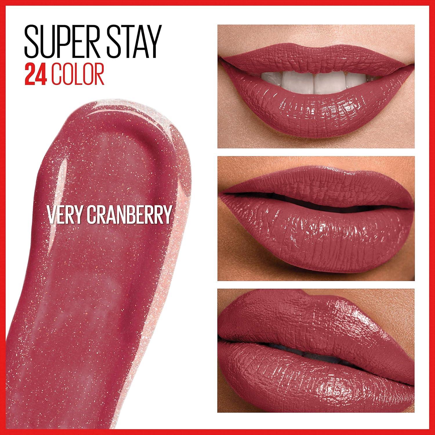 Pintalabios Líquido Maybelline Super Stay 24 - Rosa Atemporal y Muy Arándano
