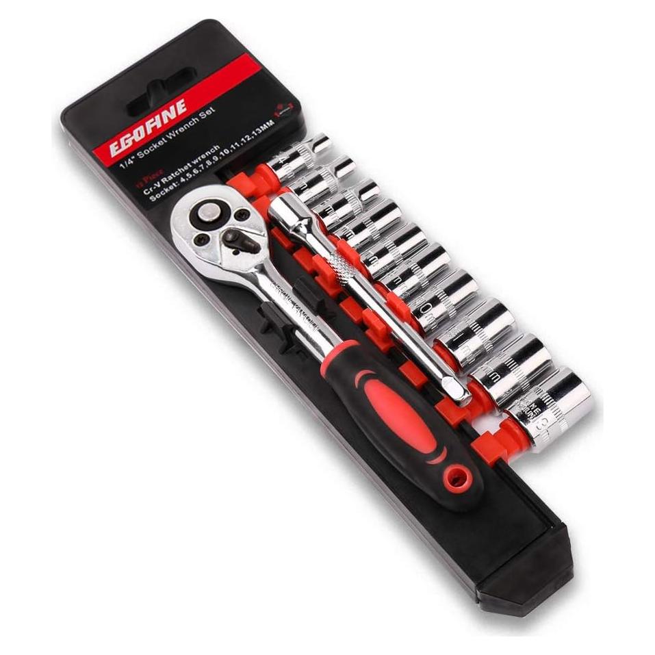 Juego de Llaves de Carraca Egofine 12pcs 1/4" 4-13mm