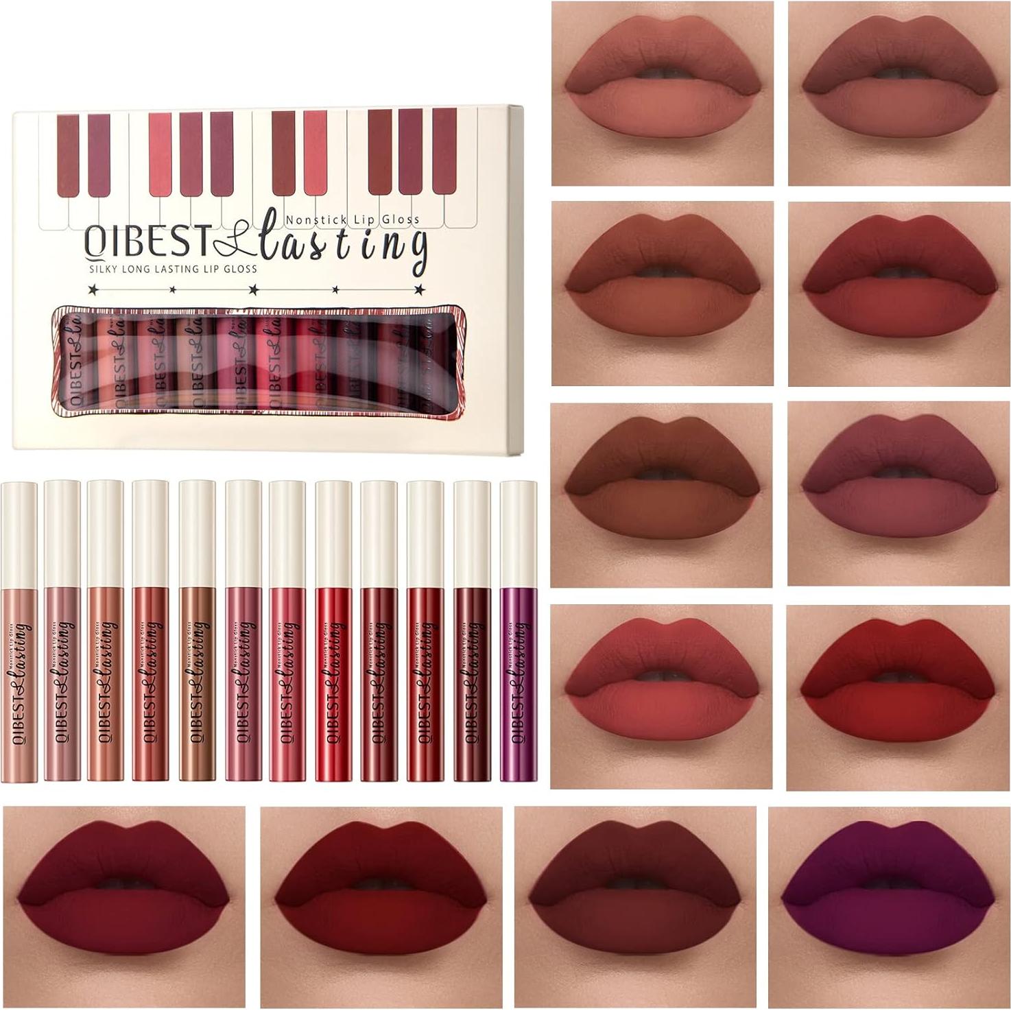 Set de 12 Labiales Mate BestLand - Nudes y Rojos Intensos