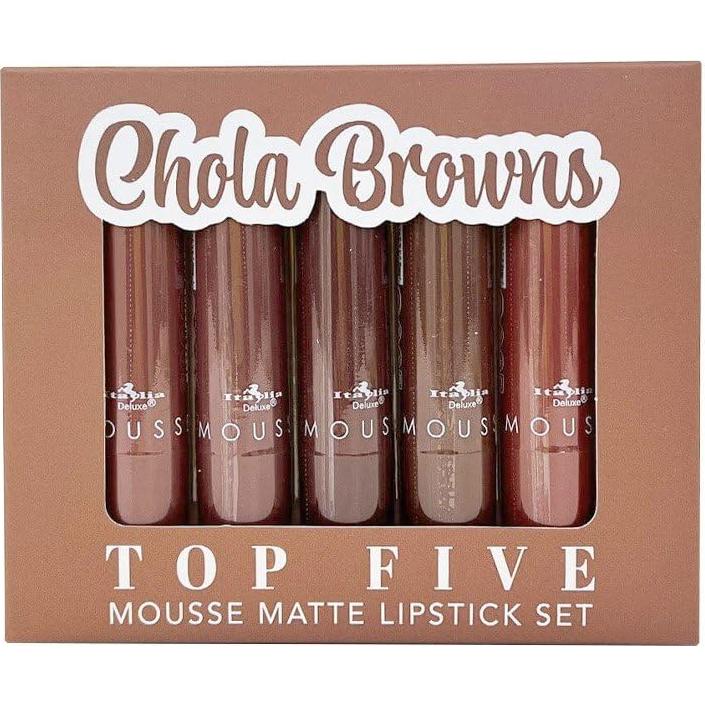 Set de 5 Labiales Mousse Mate Italia Deluxe Chola Browns
