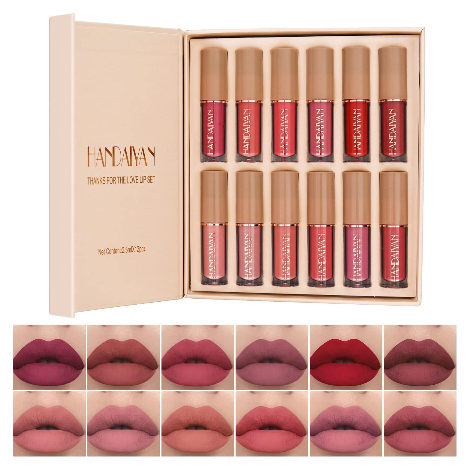 Set de Labios Mate Líquido BAISEN DIARY 12 Colores Estilo Libro