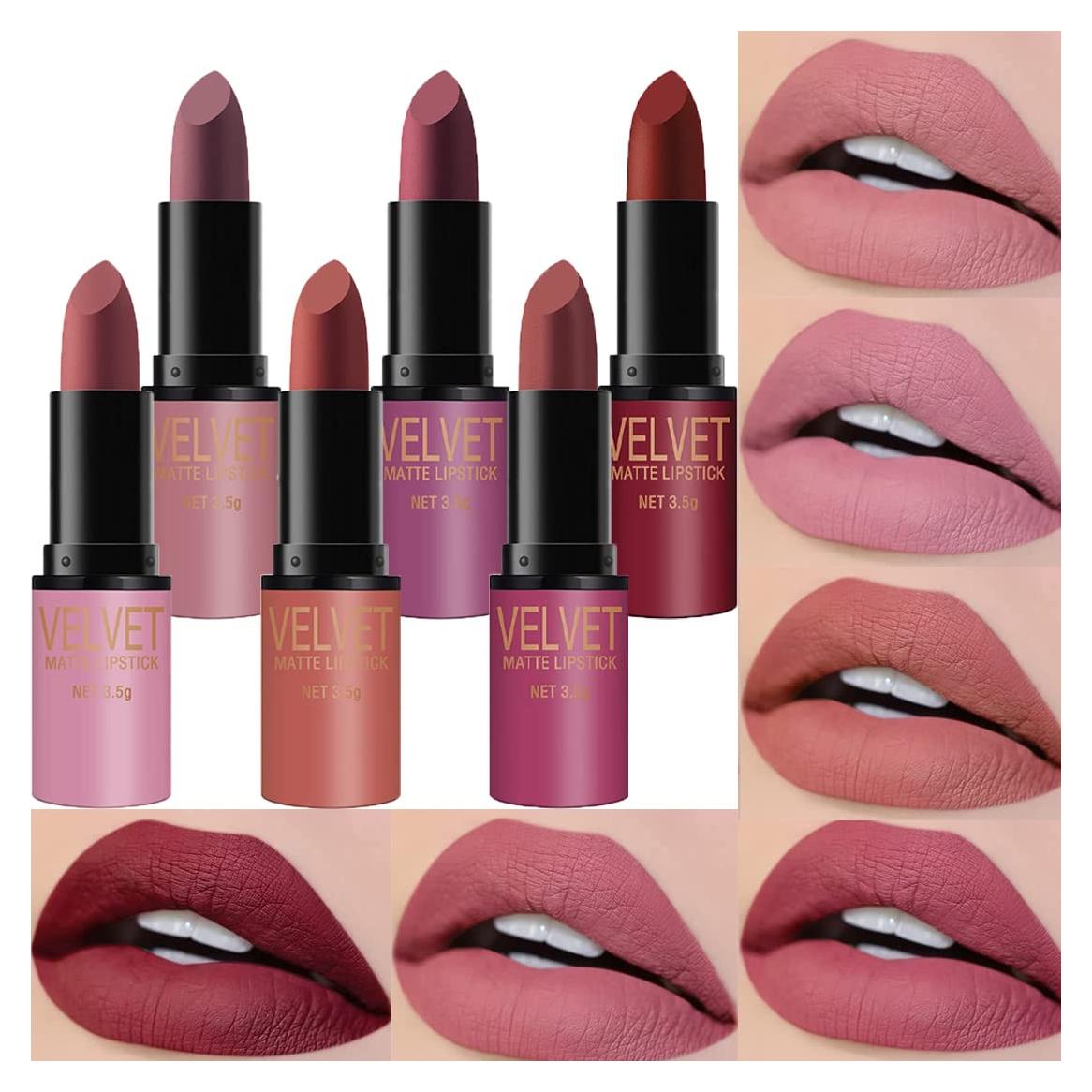 Set de Labiales Mate Dulele 6 Colores Terciopelo Hidratantes