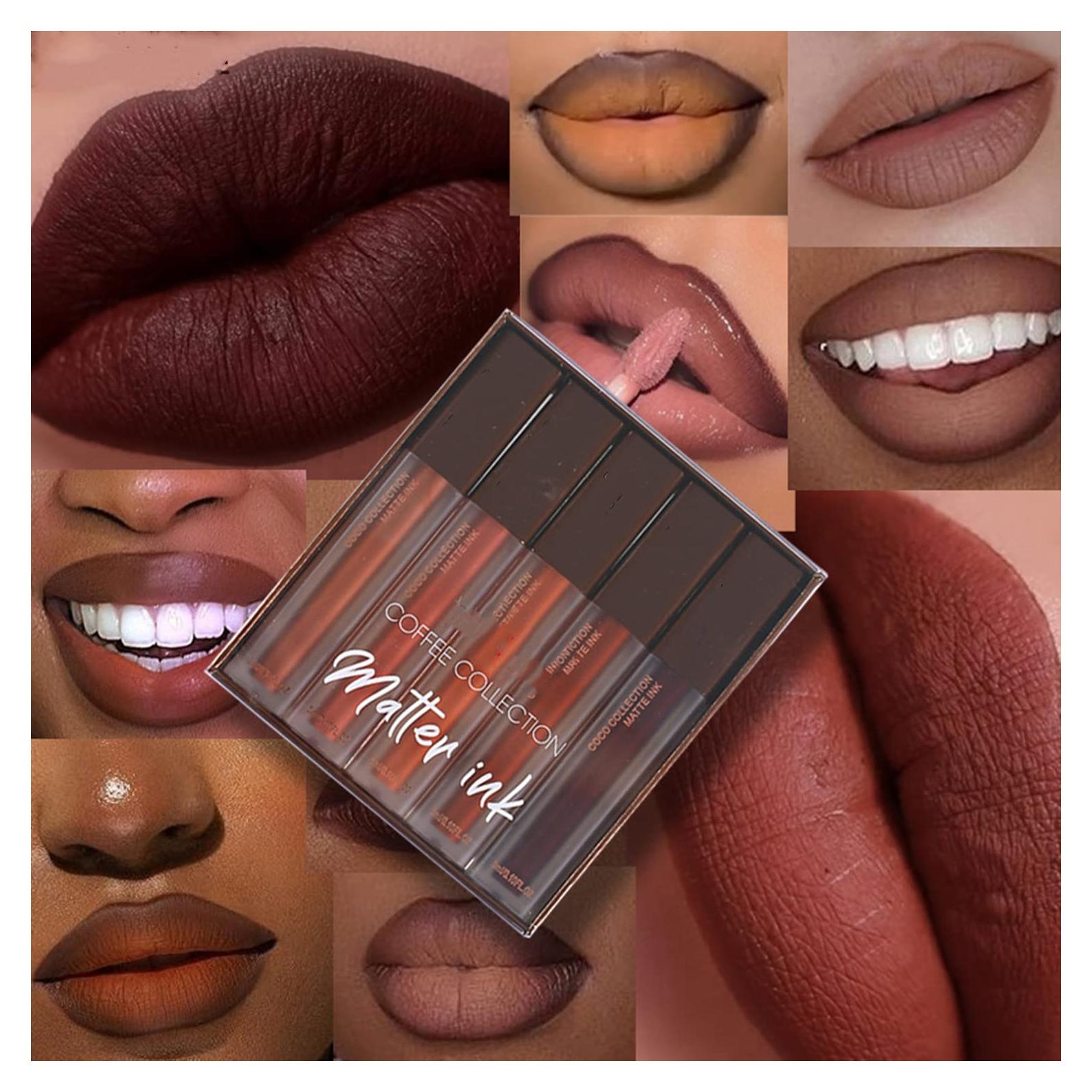 Set de Labiales Líquidos Mate MAEPEOR 5 Colores Alta Pigmentación