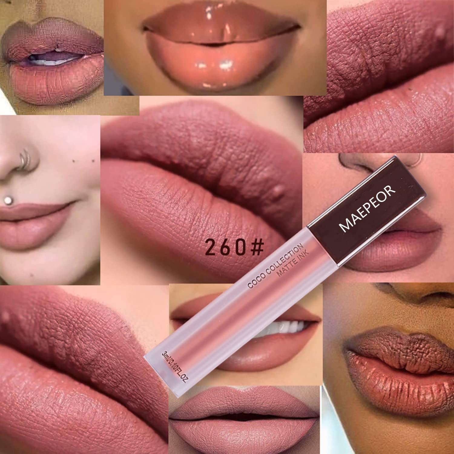 Set de Labiales Líquidos Mate MAEPEOR 5 Colores Alta Pigmentación