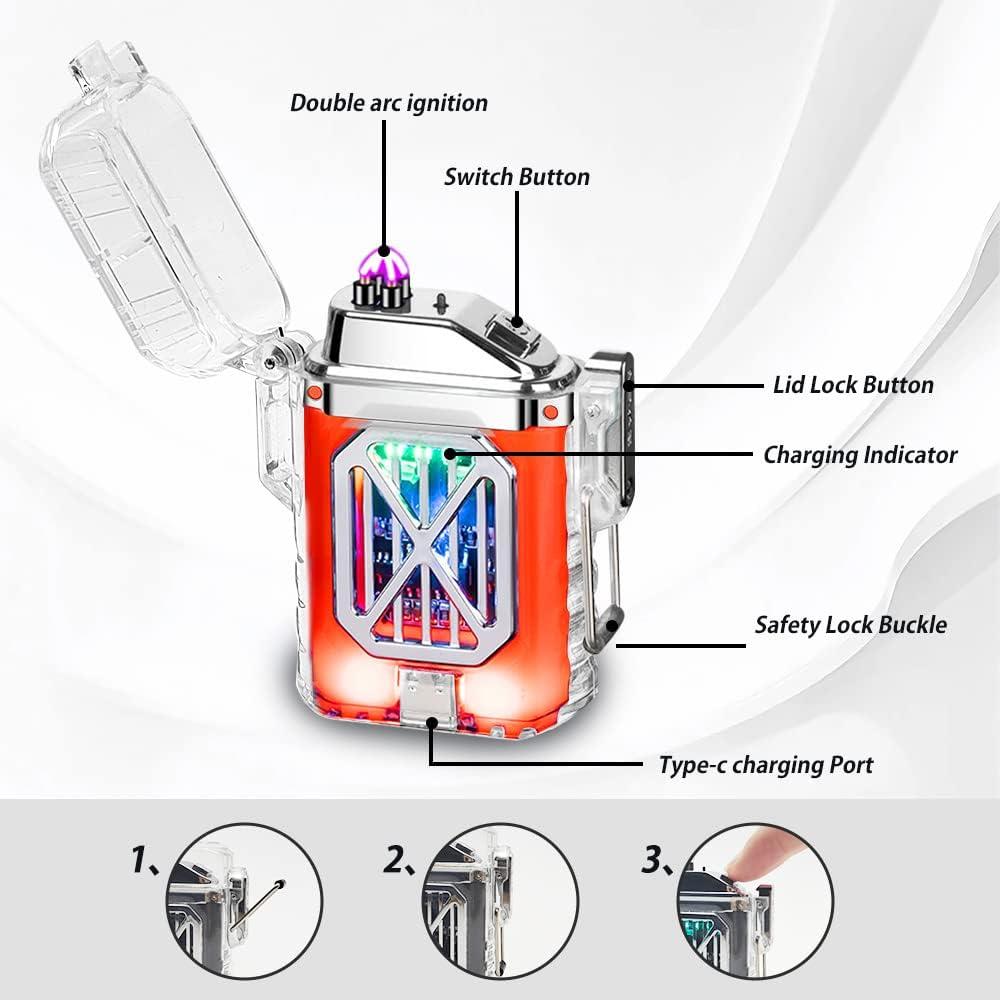 Encendedor Eléctrico TIKIUKI Naranja a Prueba de Viento