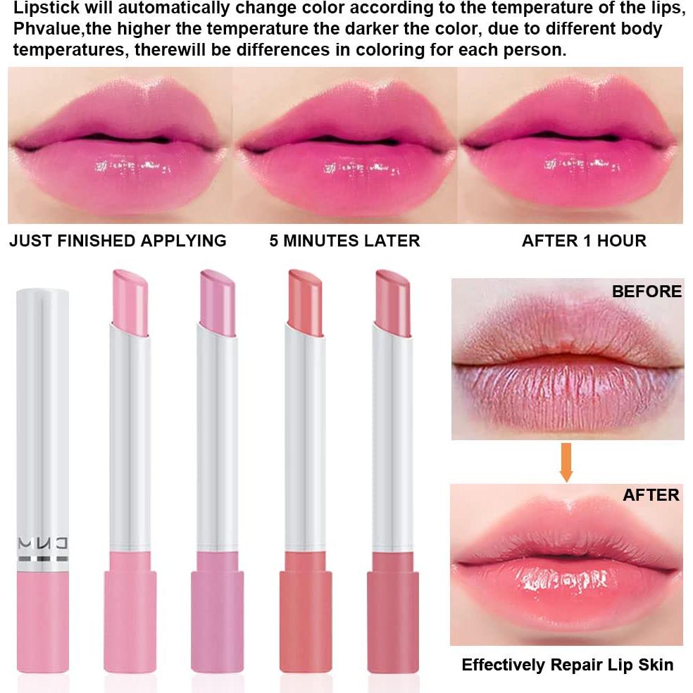 Set de Labiales Hidratantes BINGBRUSH 4 Pcs Cambia Color