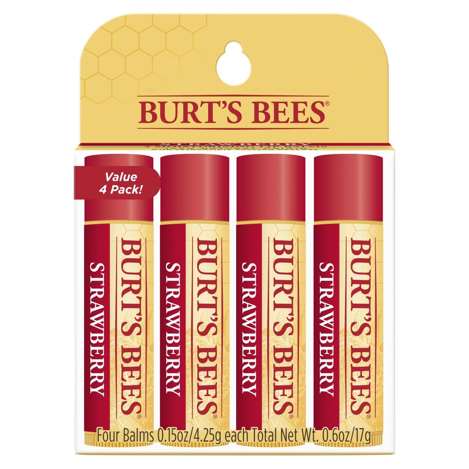 Bálsamo Labial Hidratante Burt's Bees Fresa 4 Tubos 4.25g