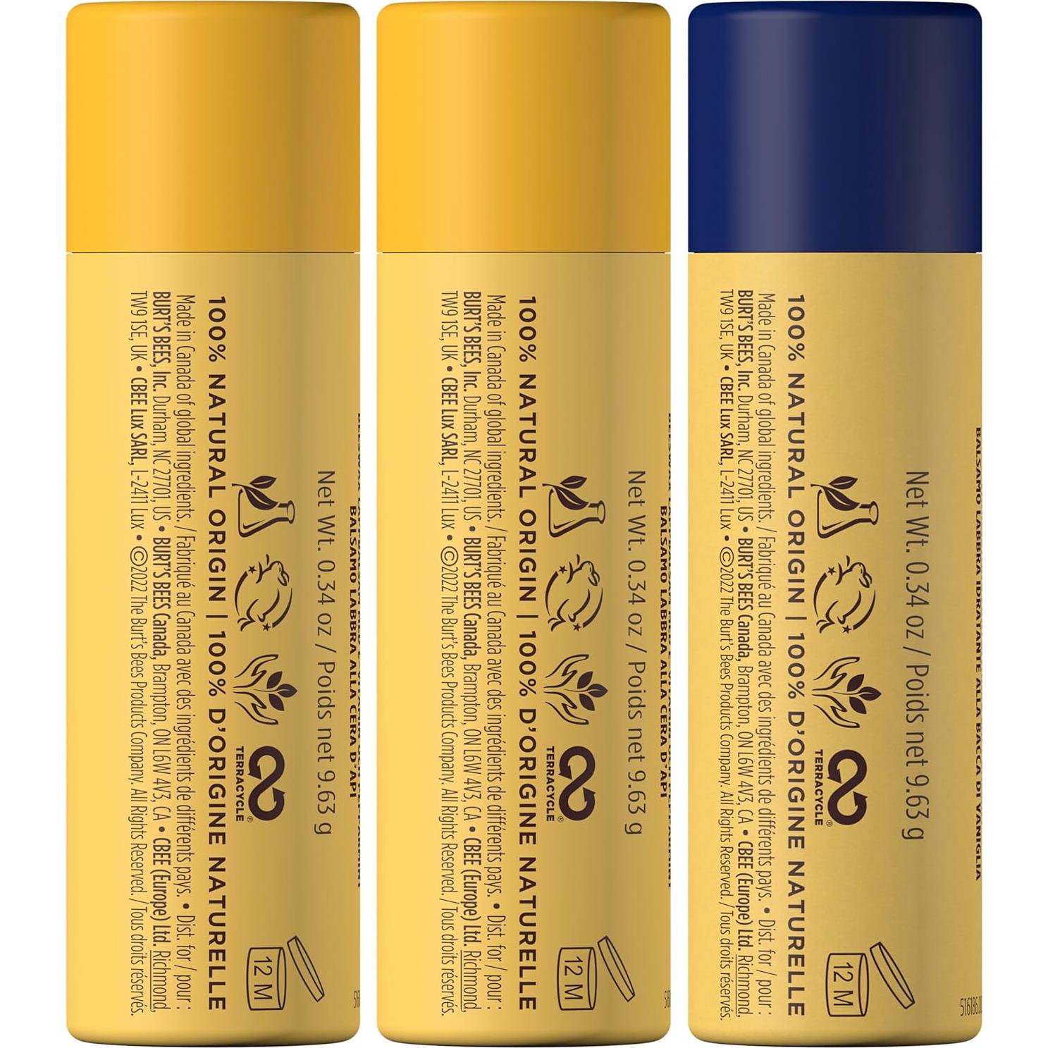 Bálsamo Labial Hidratante Burt's Bees - 3 Tubos 9.6g