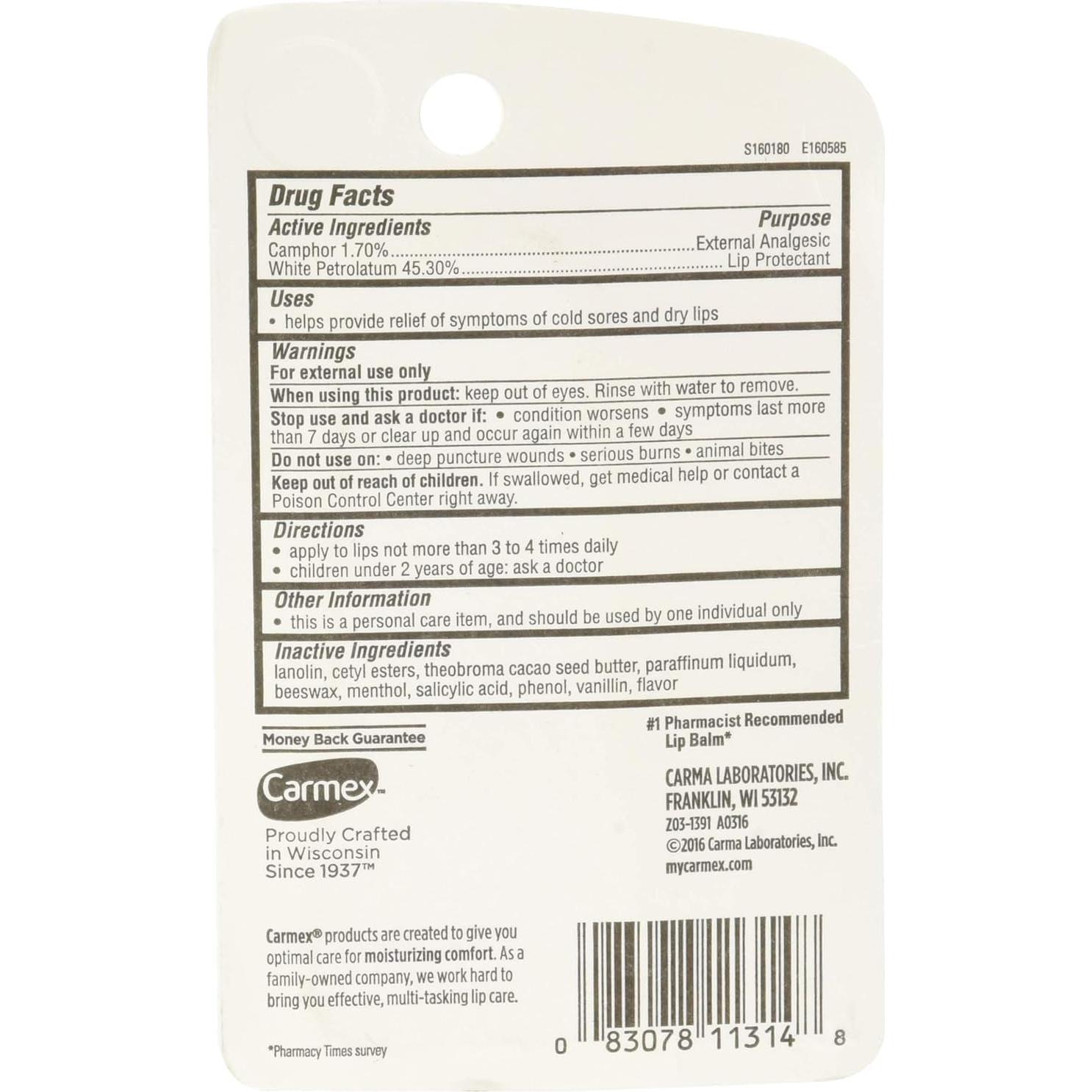 Bálsamo Labial Medicado Carmex - Paquete de 12 Tubos