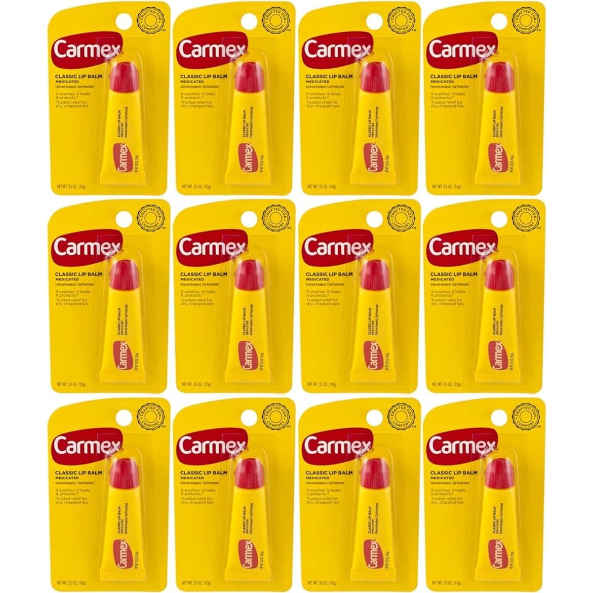 Bálsamo Labial Medicado Carmex - Paquete de 12 Tubos